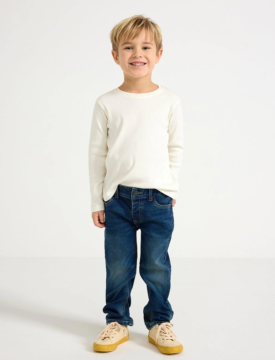 Lindex - STAFFAN Straight leg jeans in denim jersey - brīvi džinsi - dark denim - 0