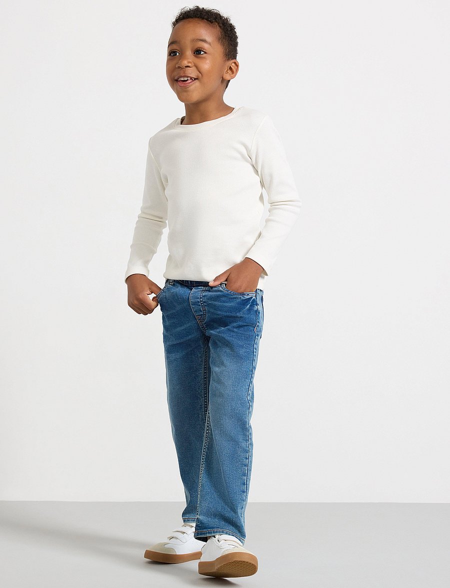 Lindex - STAFFAN Straight leg jeans in denim jersey - loose jeans - denim - 0