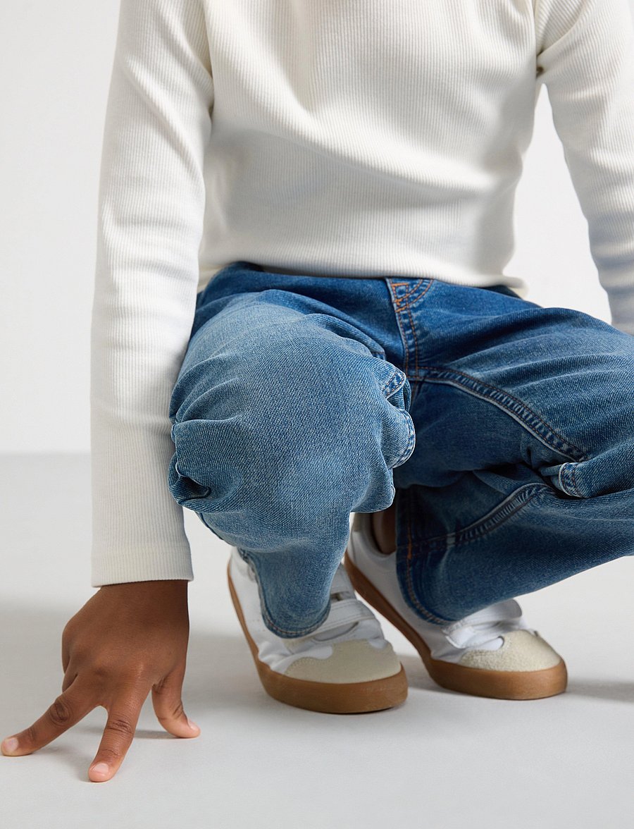 Lindex - STAFFAN Straight leg jeans in denim jersey - loose jeans - denim - 4