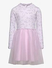 Lindex - Dress ls rib AOP with mesh ski - laisvalaikio suknelės ilgomis rankovėmis - light dusty lilac - 0
