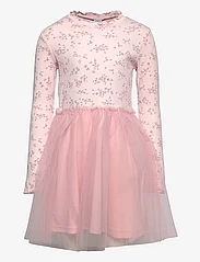 Lindex - Dress ls rib AOP with mesh ski - casual jurken met lange mouwen - light pink - 1