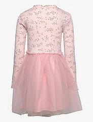 Lindex - Dress ls rib AOP with mesh ski - casual jurken met lange mouwen - light pink - 2