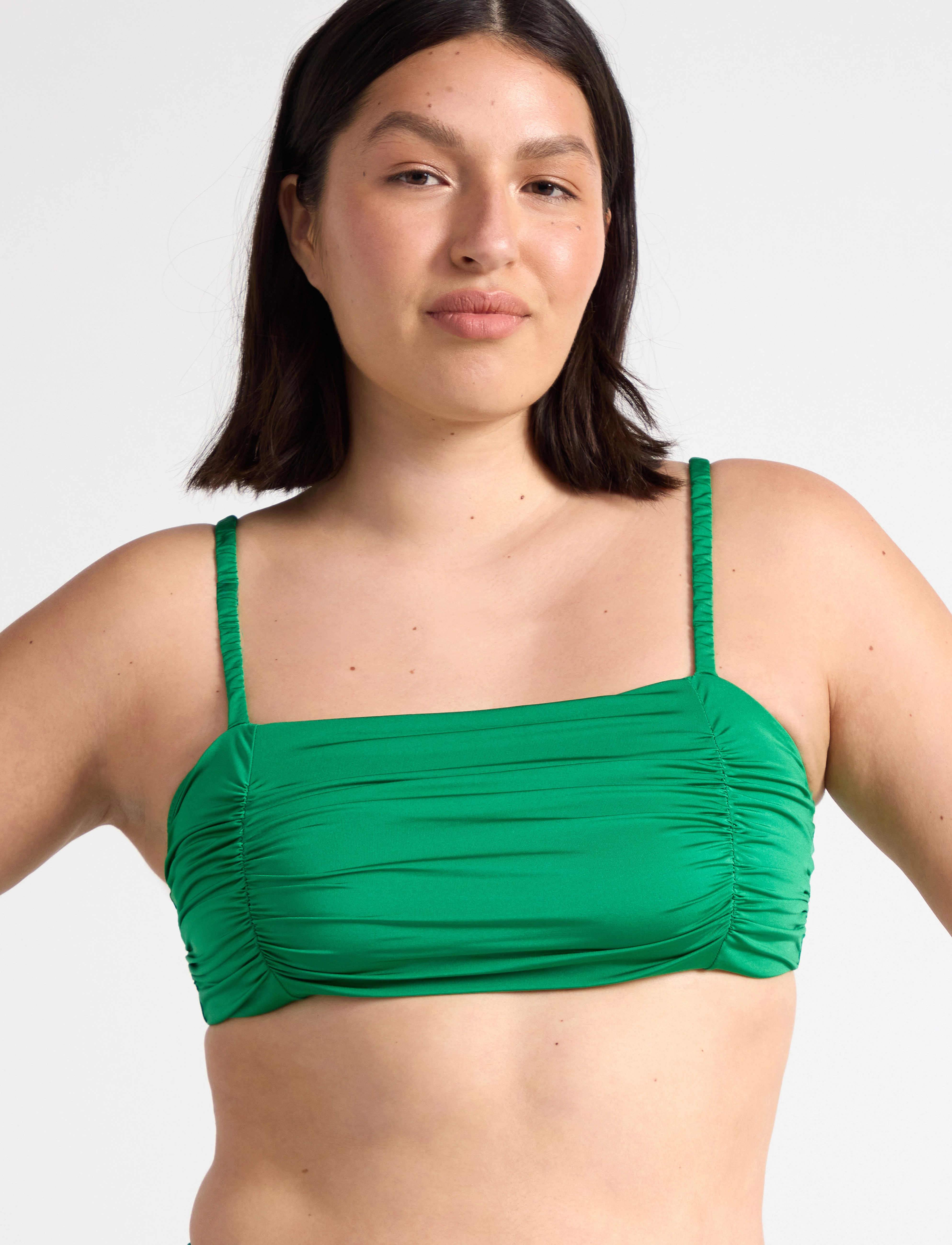 Lindex - Swim Alba Bandeau Shiny - bandeau-bikini-oberteile - green - 3
