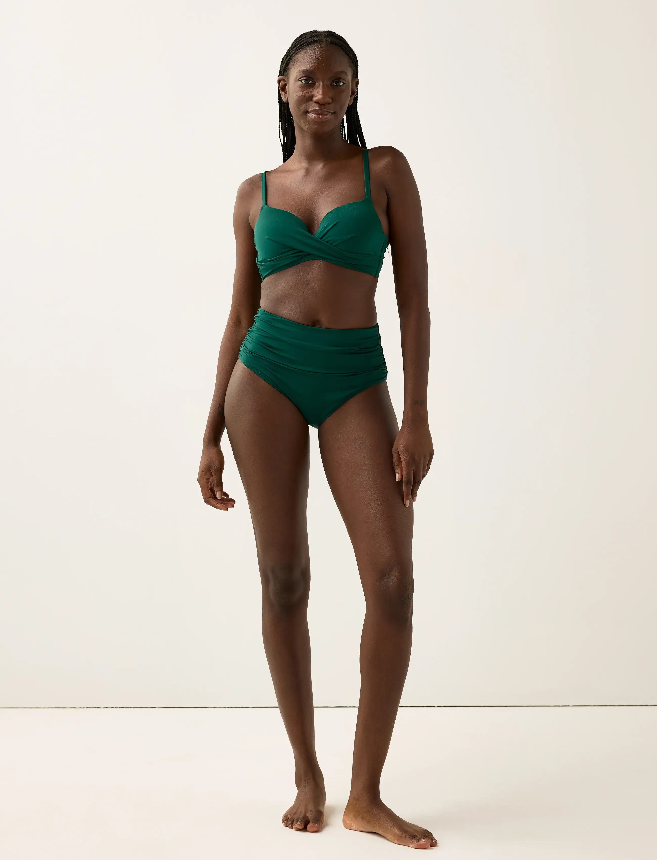 Lindex - Shaping Bikini bottom with high waist - kõrge pihaga bikiinid - dark green - 4