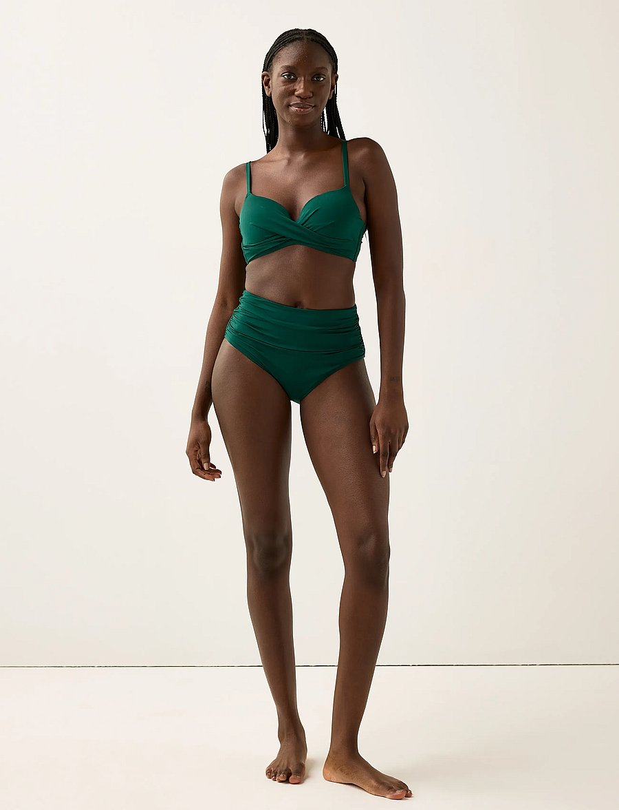 Lindex - Shaping Bikini bottom with high waist - bikinitrosor med hög midja - dark green - 4