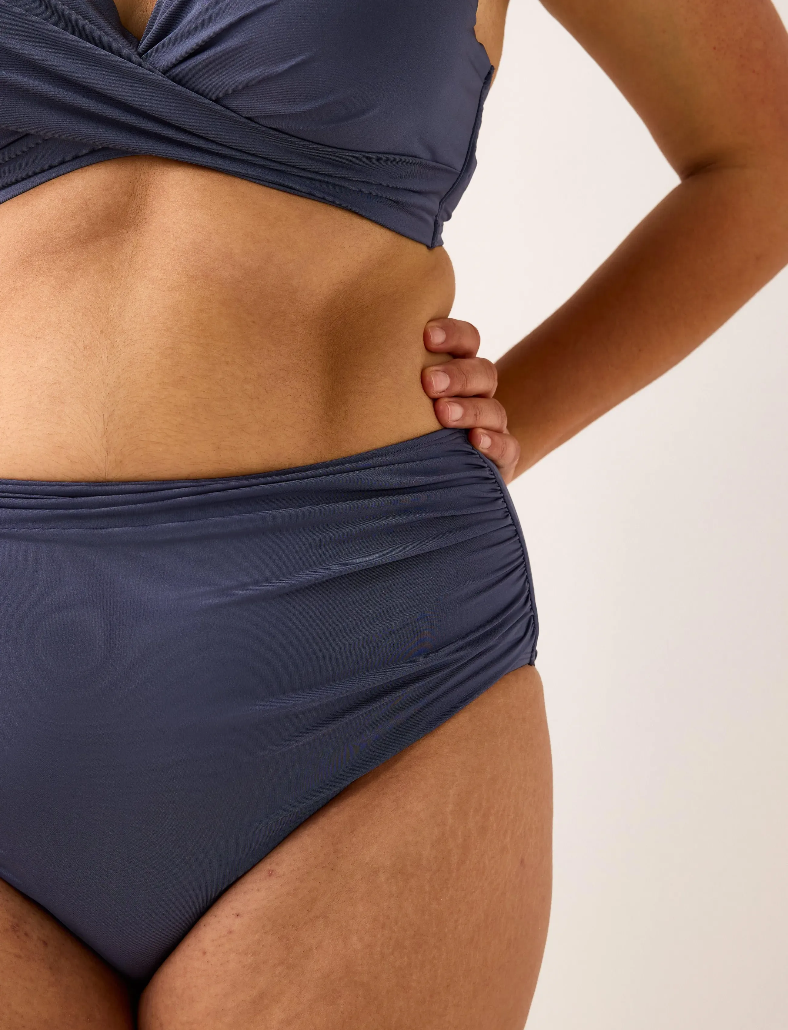 Lindex - Shaping Bikini bottom with high waist - bikinitrosor med hög midja - dusty blue - 4