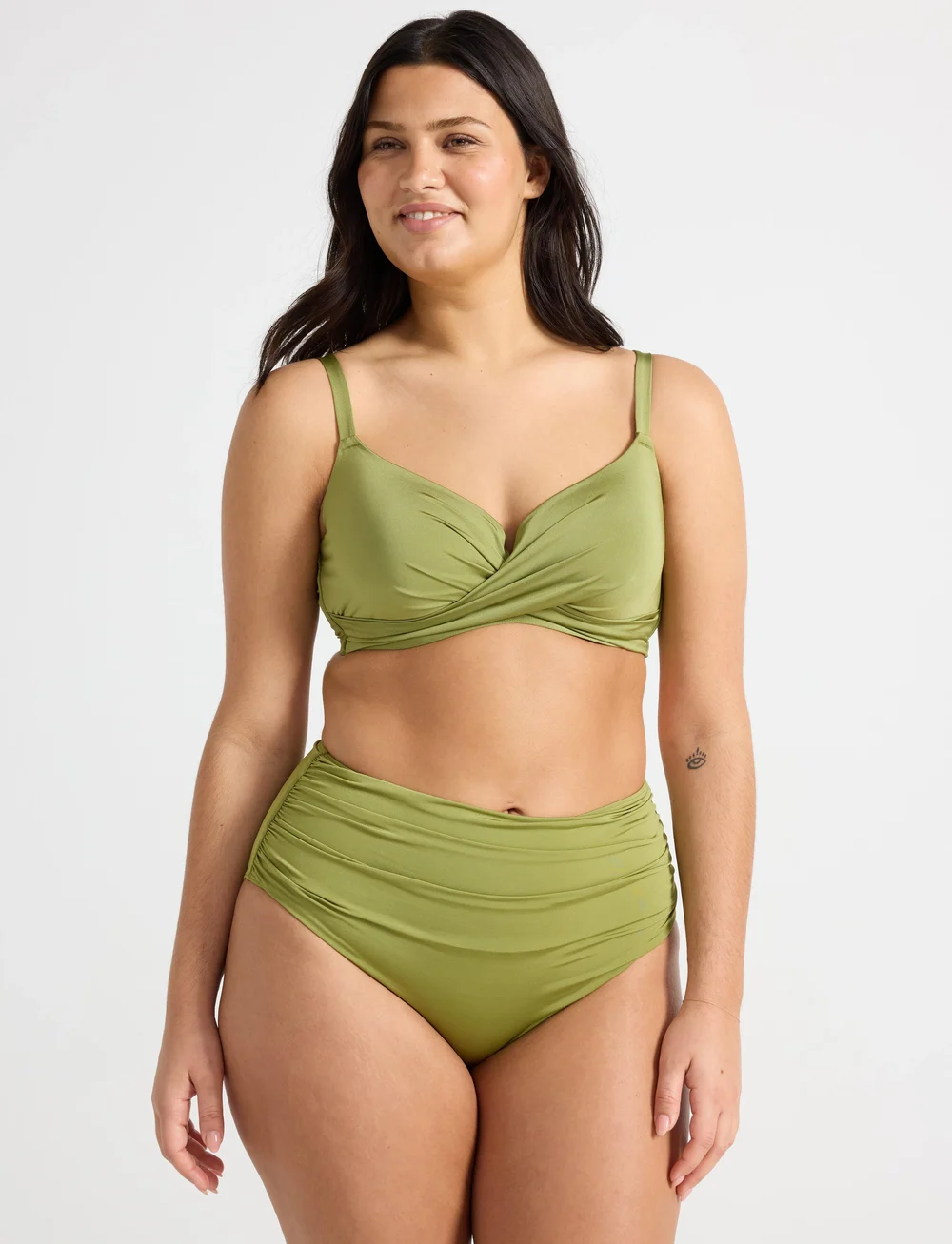Lindex - Swim Brief Sara Bikini Shaping - bikinitrosor med hög midja - light dusty green - 0