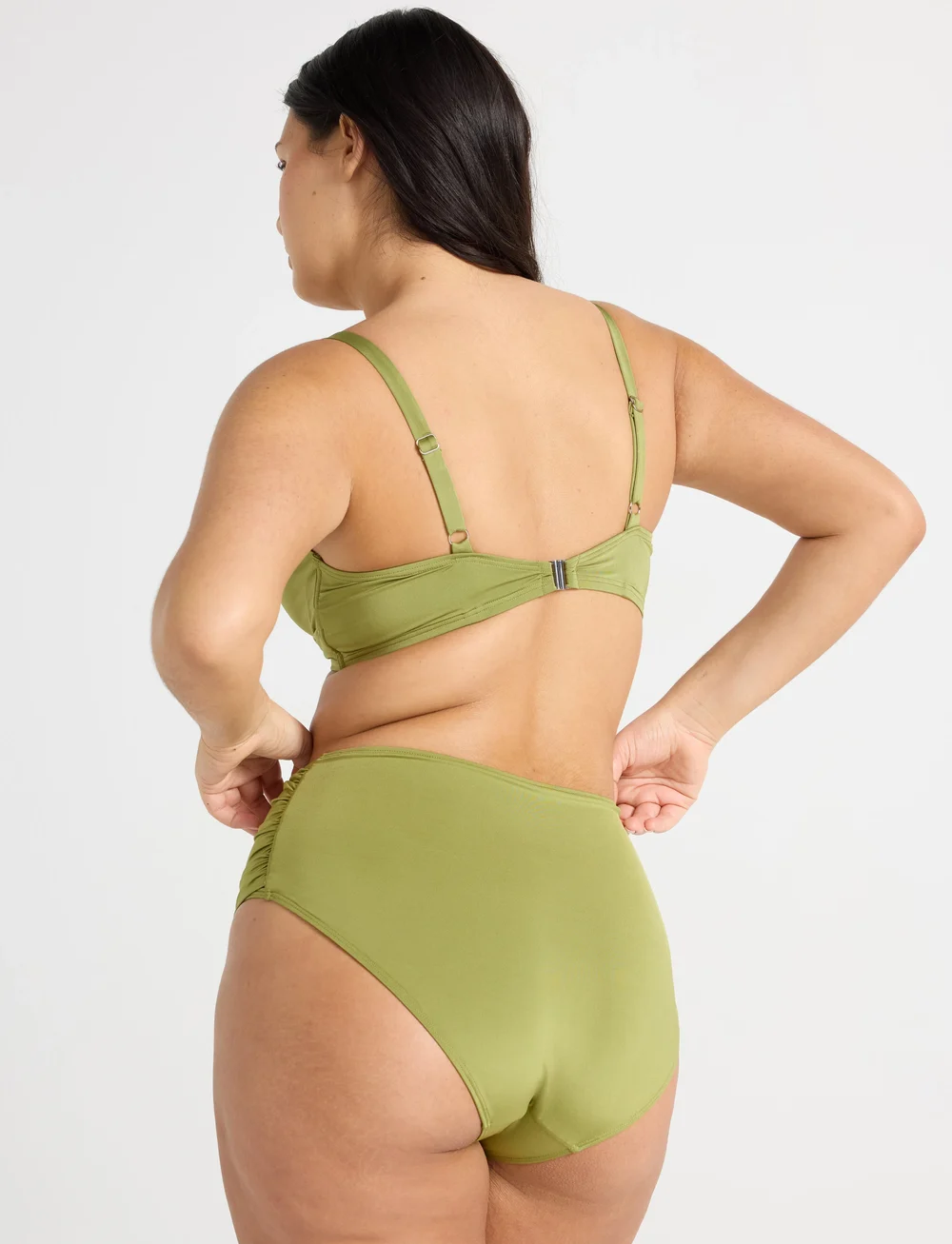 Lindex - Swim Brief Sara Bikini Shaping - bikinitrosor med hög midja - light dusty green - 3