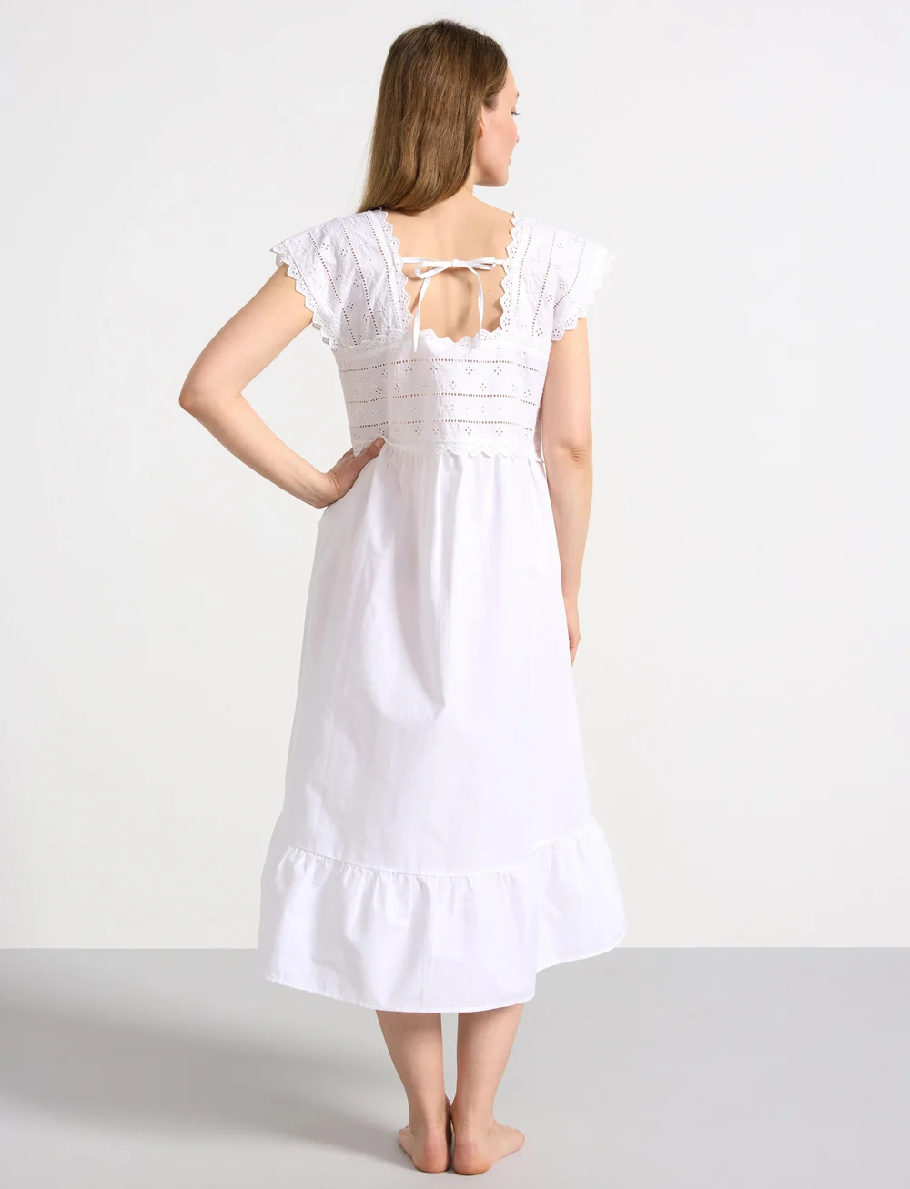 Lindex - Nightdress broderie anglaise - nattlinnen - white - 3
