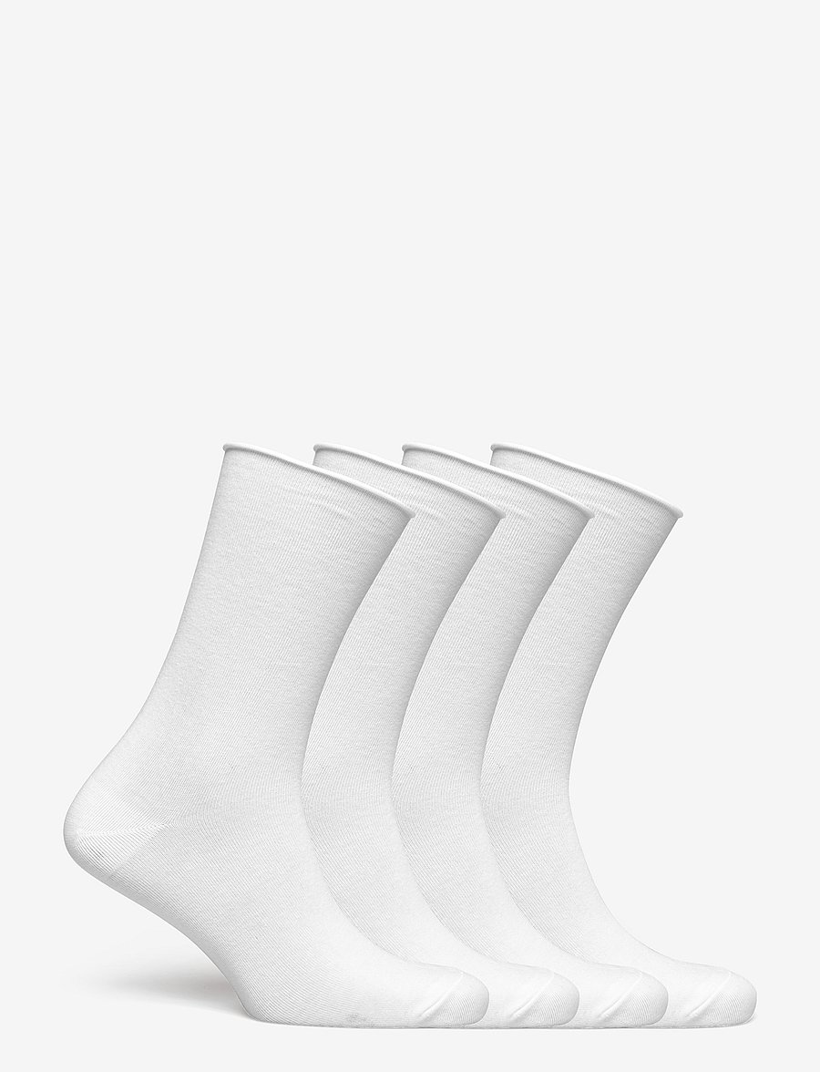 Lindex - Sock 4 p thin roll edge - regular socks - white - 1
