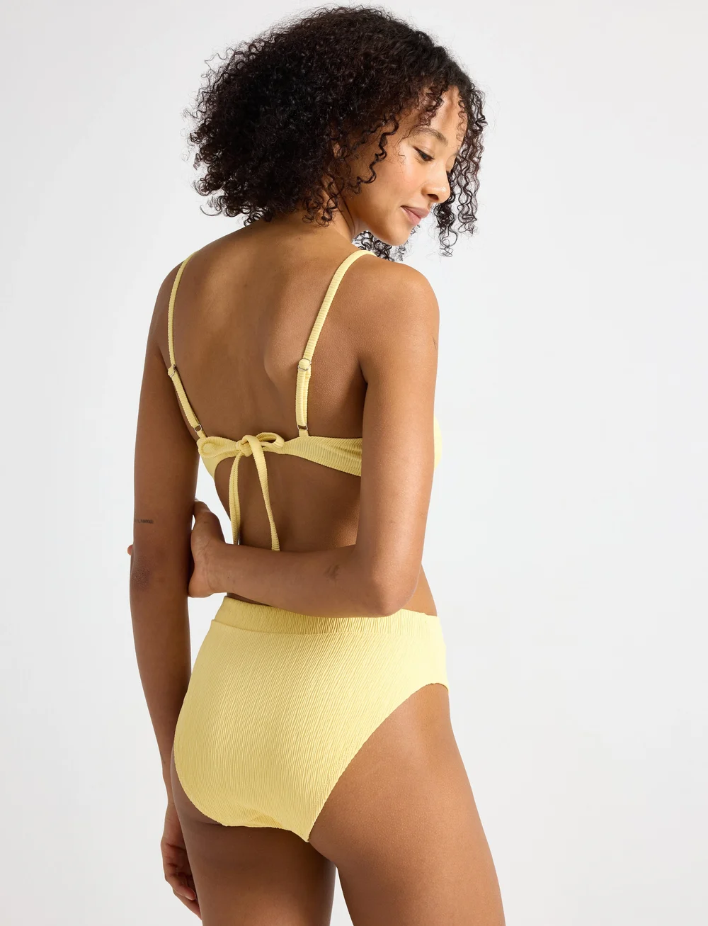 Lindex - Swim Brief Hanna Bikini HW wav - bikinitrosor med hög midja - light yellow - 3