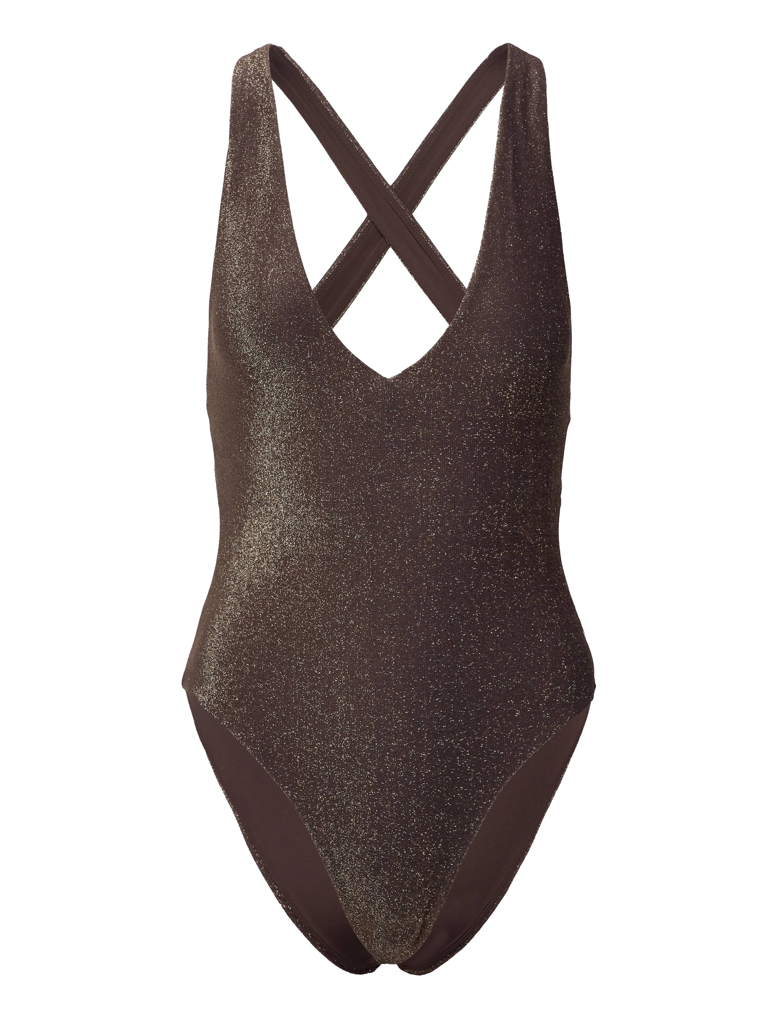 Lindex Swimsuit Ciara Lurex - Badeanzüge - DARK DUSTY BROWN / brown