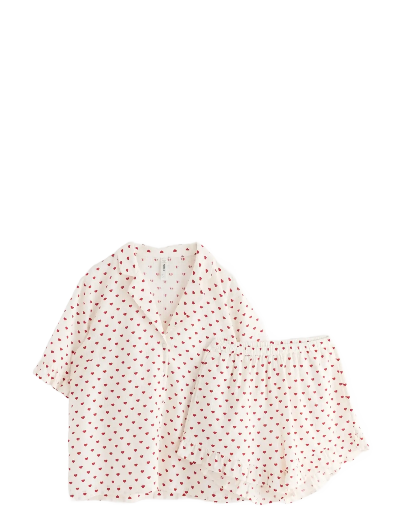 LINDEX Pyjama Shortsset Seersucker Rot - L - Damen