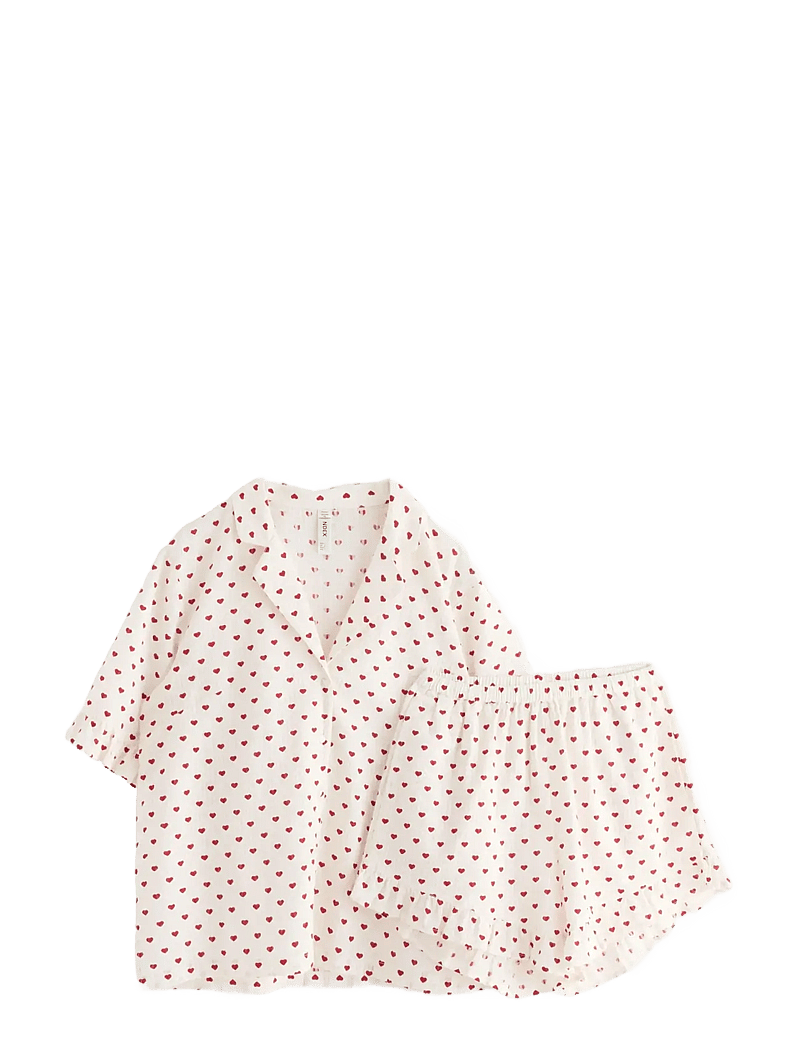 Lindex - Pyjama shortsset seersucker - pyjamas - red - 1