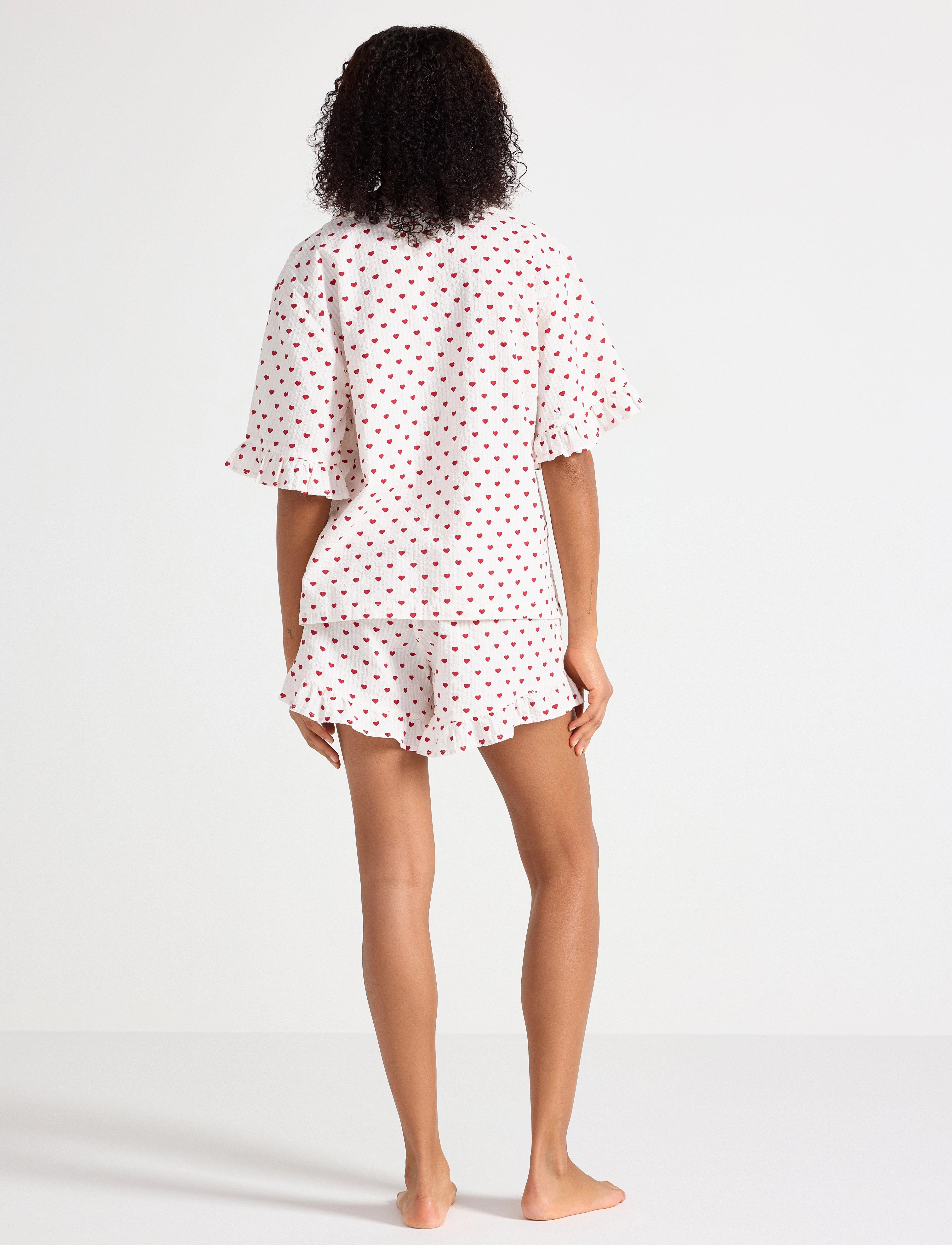 Lindex - Pyjama shortsset seersucker - pižamos - red - 5
