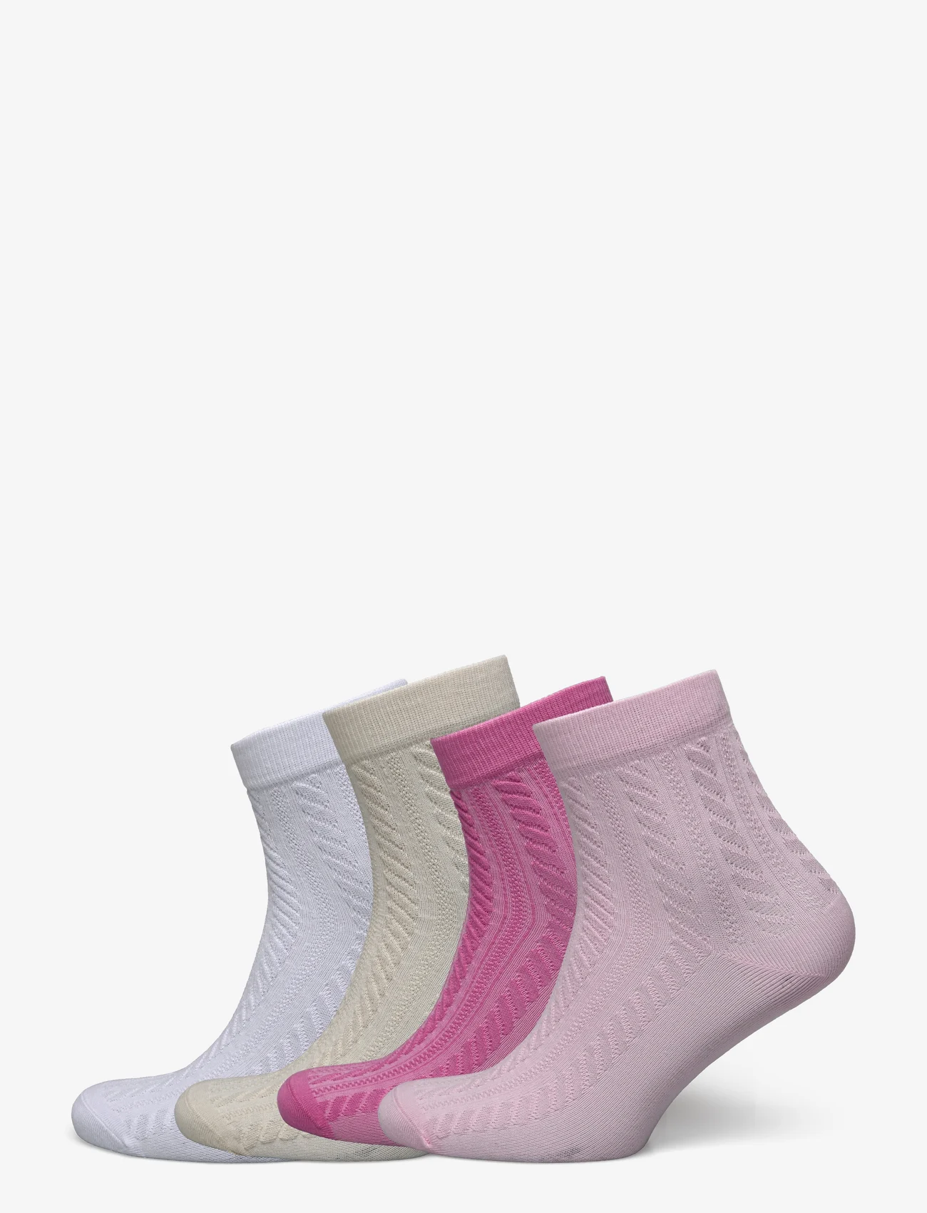 Lindex - sock high ankle 4 p soft cable - mažiausios kainos - pink - 0