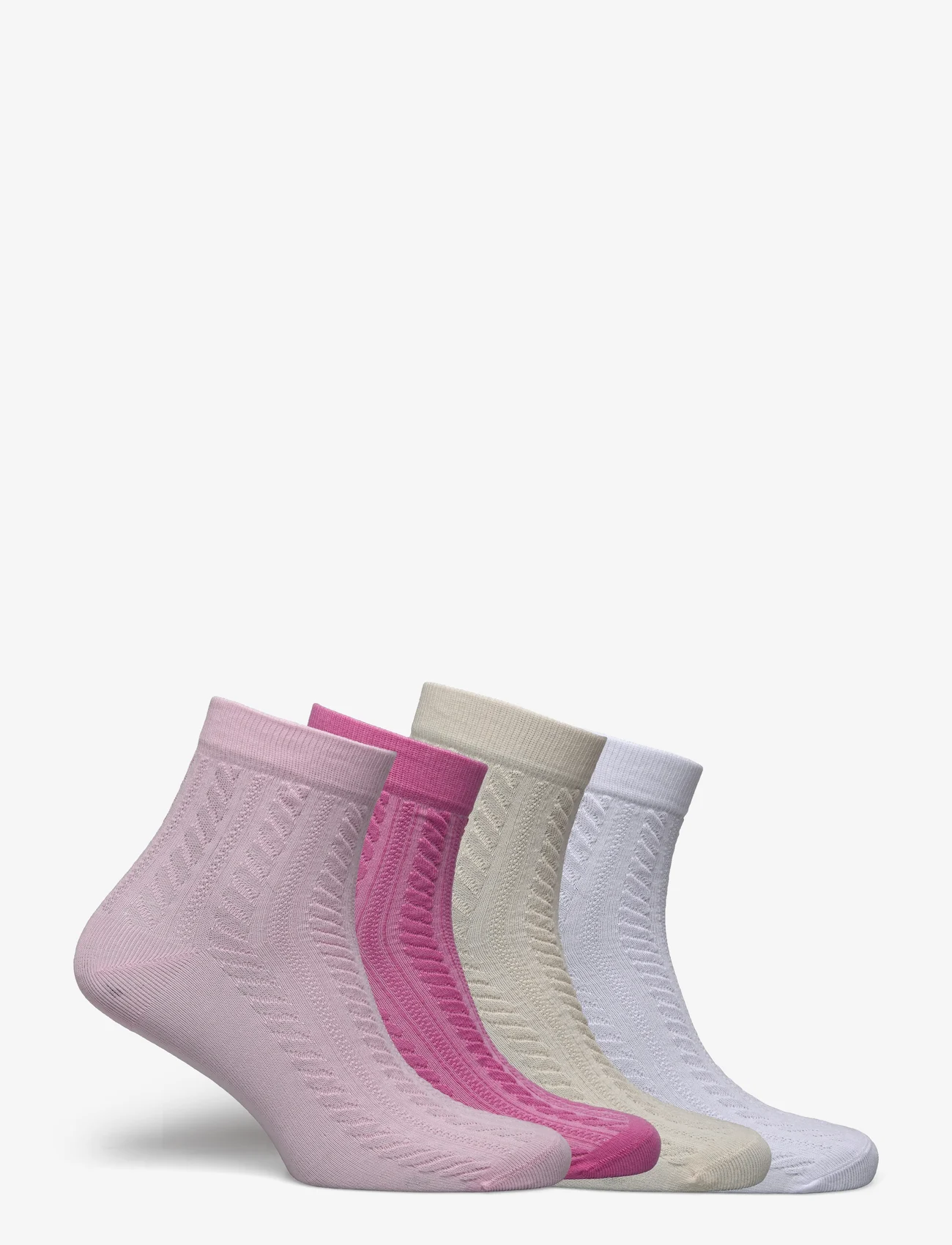 Lindex - sock high ankle 4 p soft cable - laveste priser - pink - 1