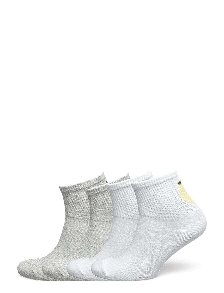 Lindex - Sock high ankle 4p placed citr - ankelstrømper - light grey melange - 0