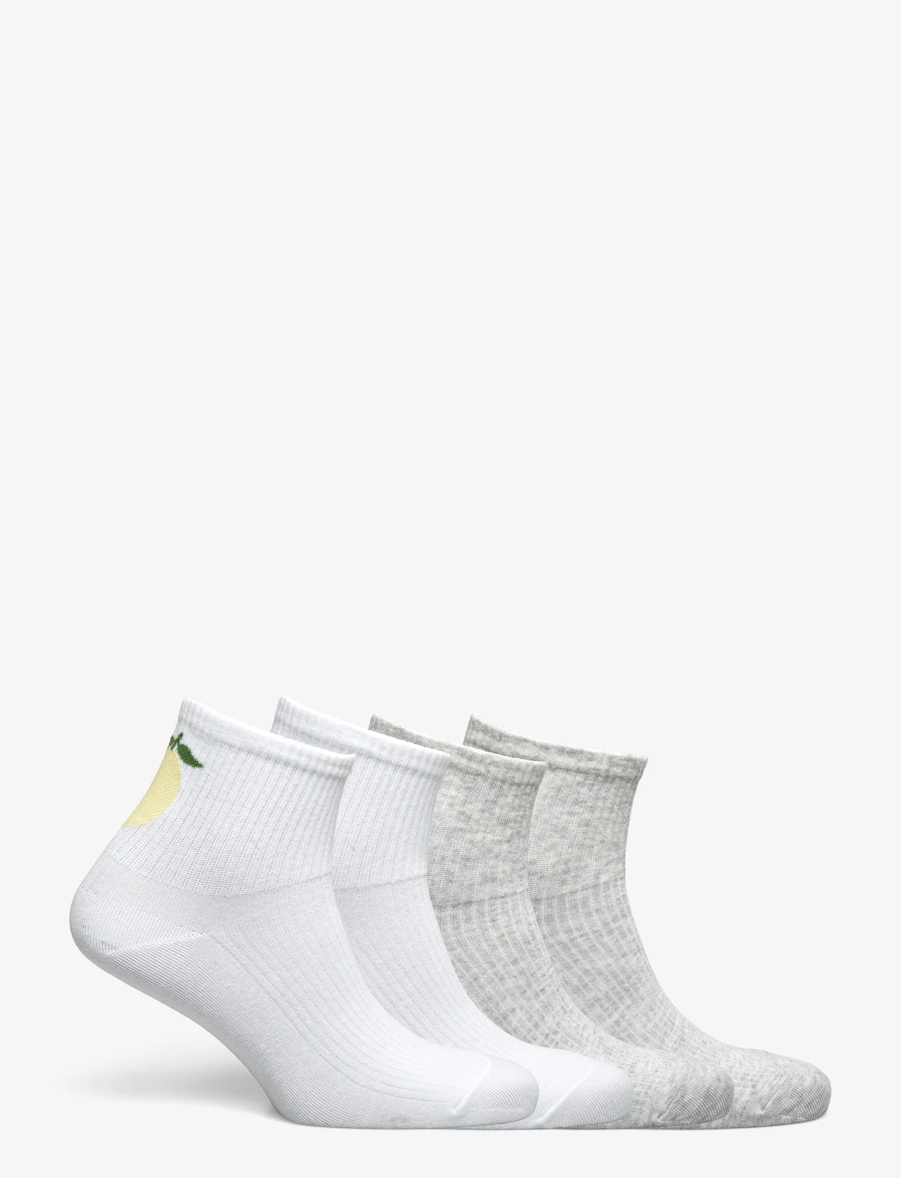 Lindex - Sock high ankle 4p placed citr - ankelsokker - light grey melange - 1