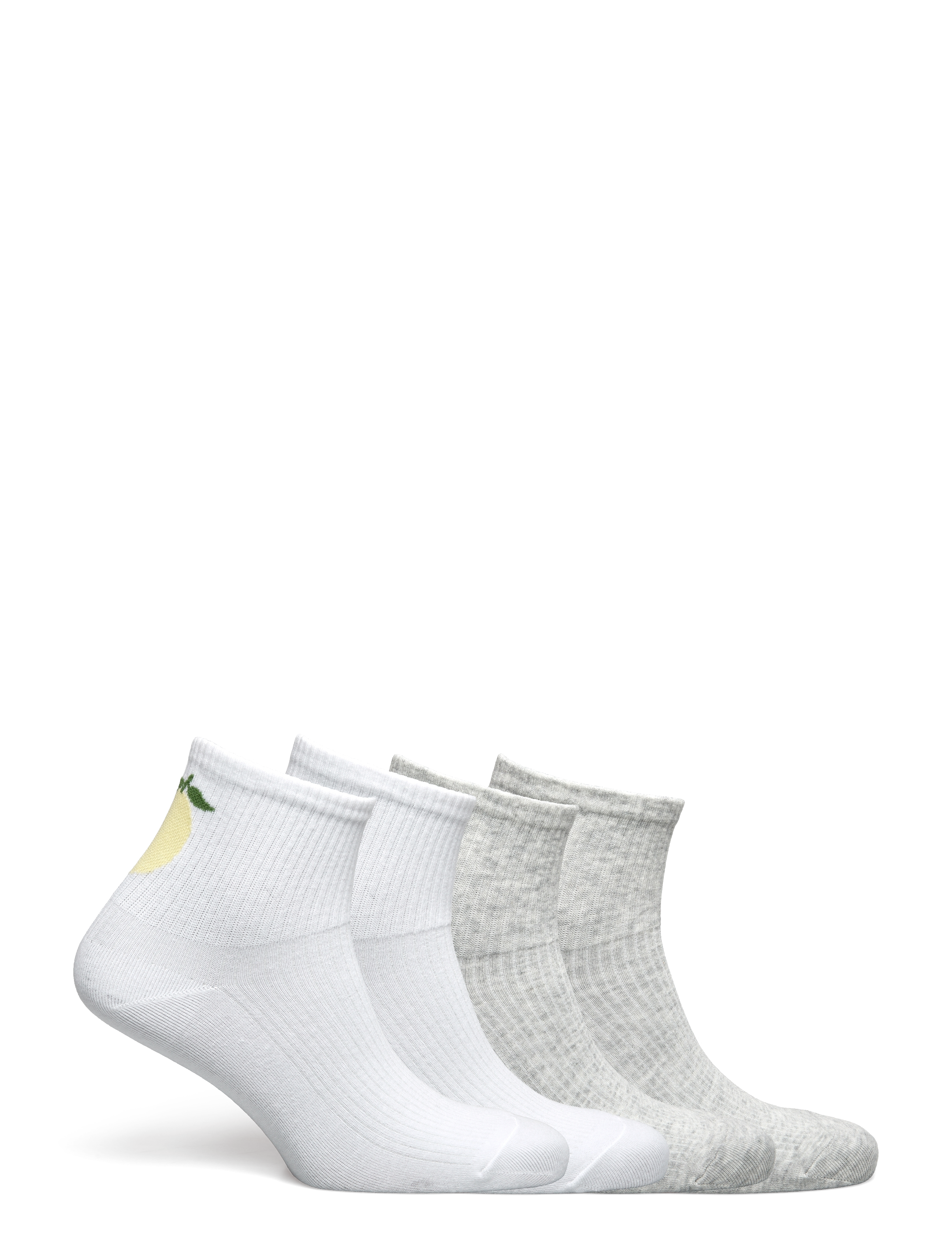 Lindex - Sock high ankle 4p placed citr - ankelstrømper - light grey melange - 1