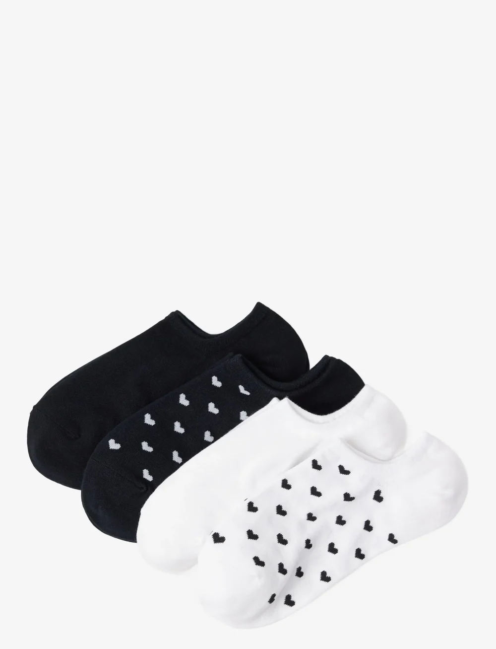 Lindex - Sock low ankle 4 p a o hearts - ankelsokker - white - 0