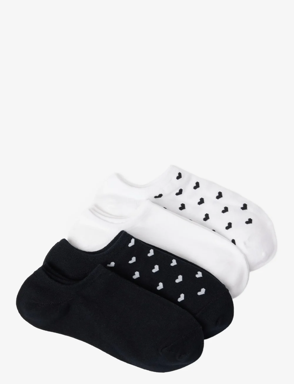 Lindex - Sock low ankle 4 p a o hearts - ankelsokker - white - 1