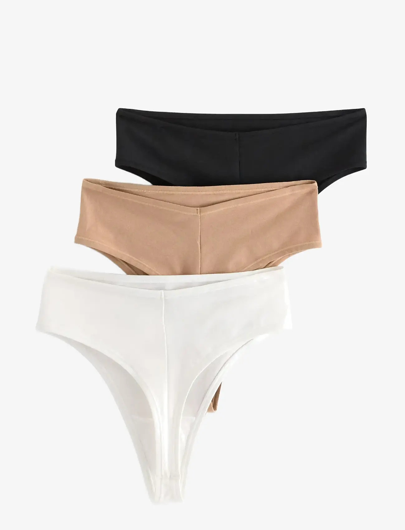 Lindex - Brief Thong high Cotton 3 pack - midi & maxi briefs - black - 1