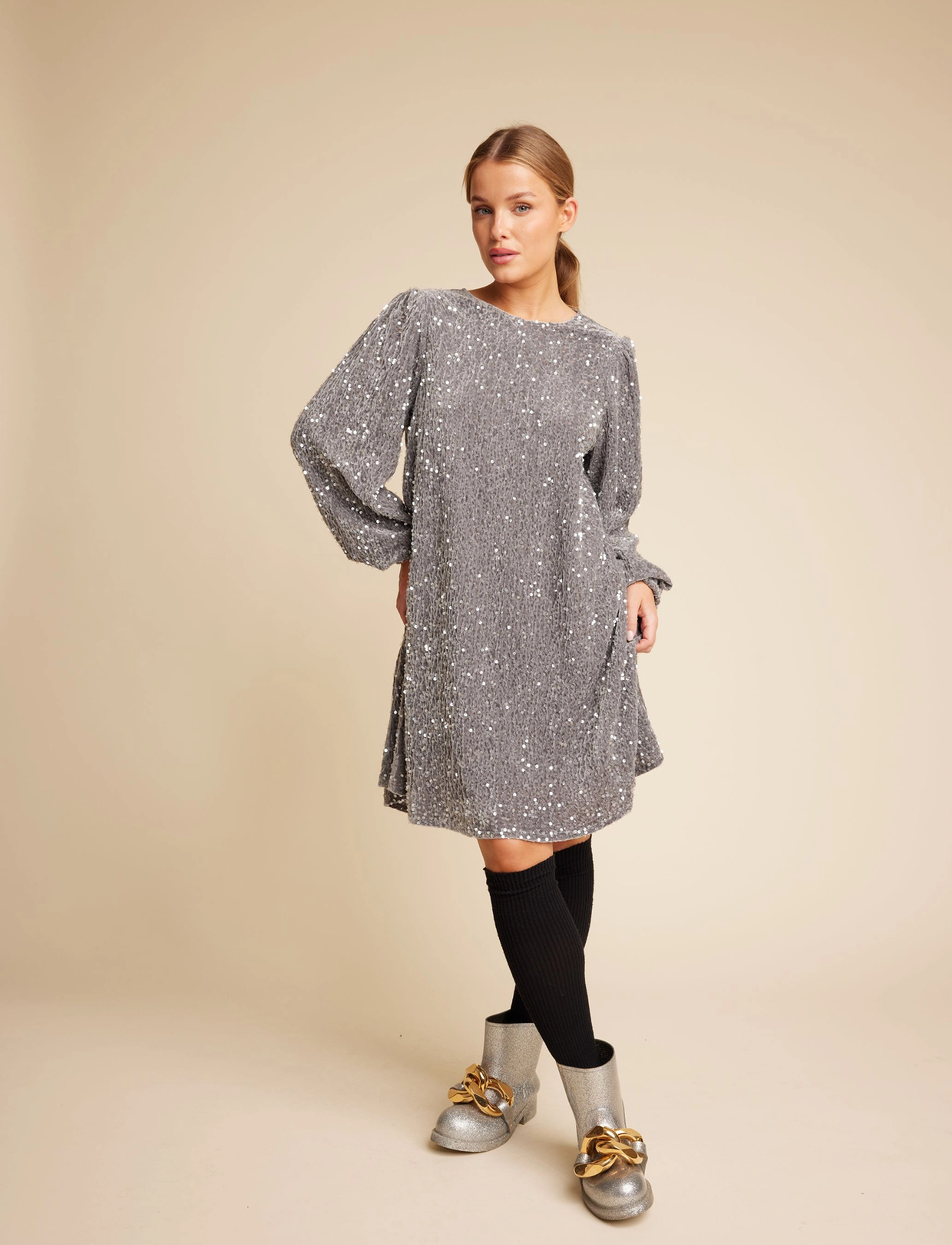 Line of Oslo Luna Sequins - Klänningar - GREY / grey