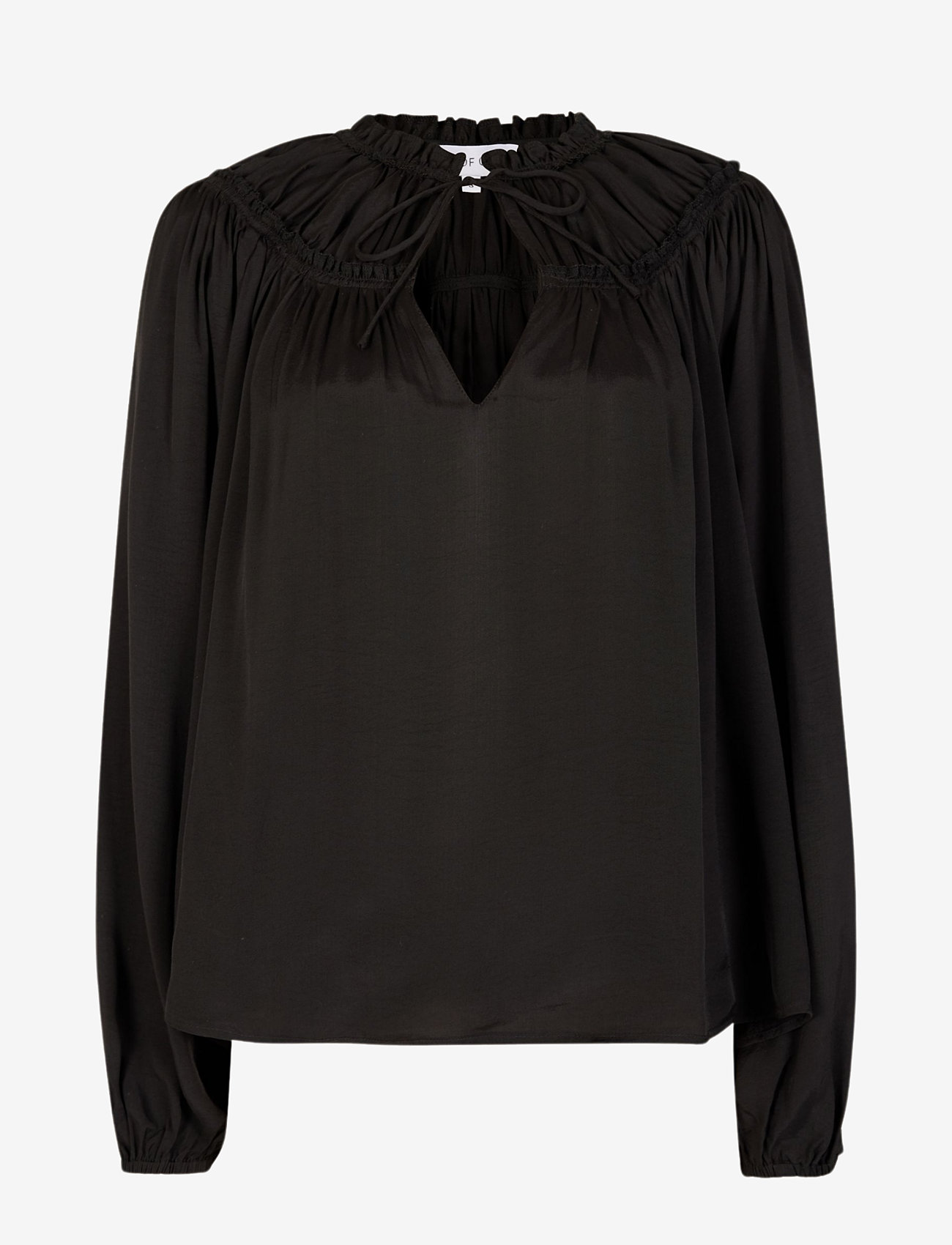 Line of Oslo - Mother Satin - langärmlige blusen - black - 0