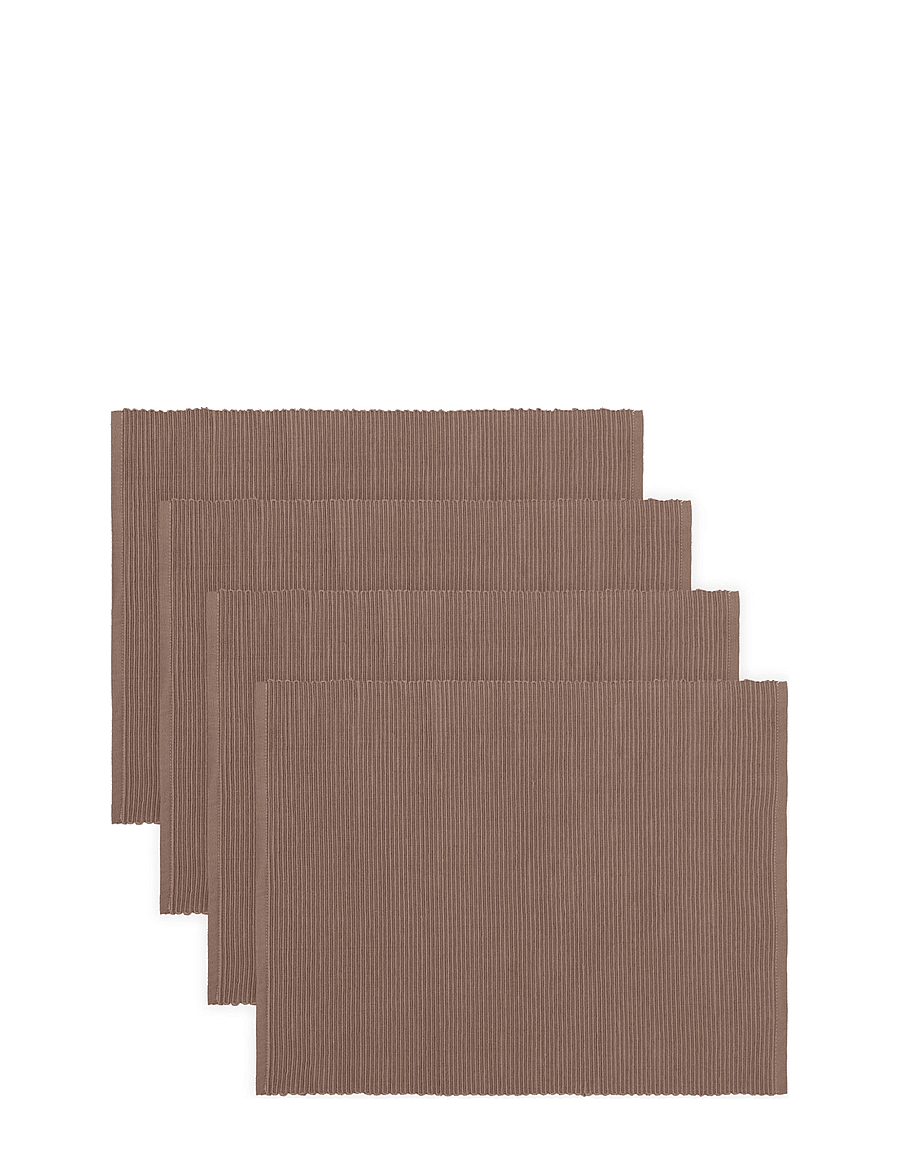 LINUM - UNI PLACE MAT RIB 4-PACK - platzdeckchen - dark mole brown - 1