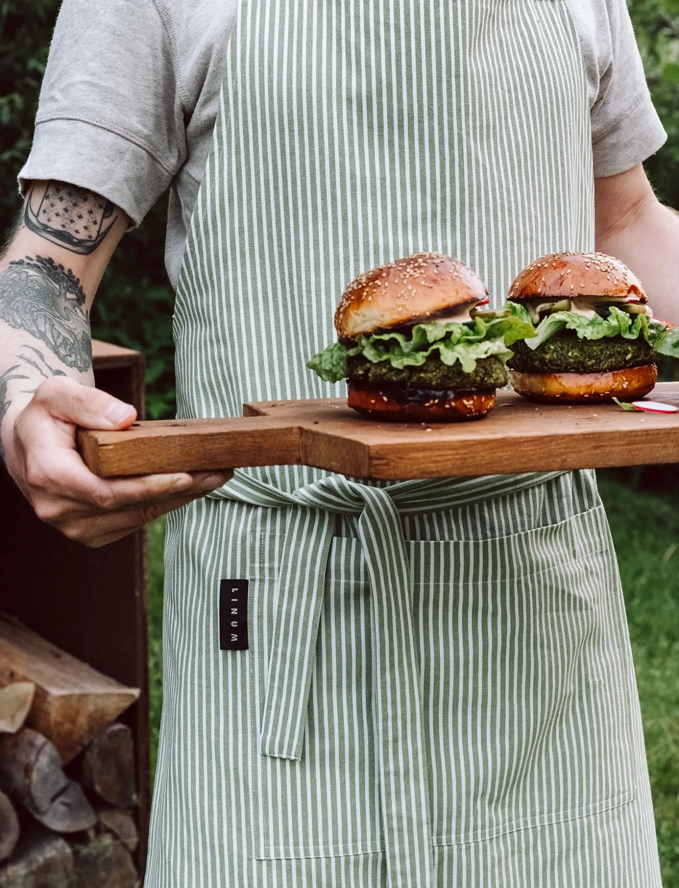 LINUM - EMMA Apron - moss green - 2