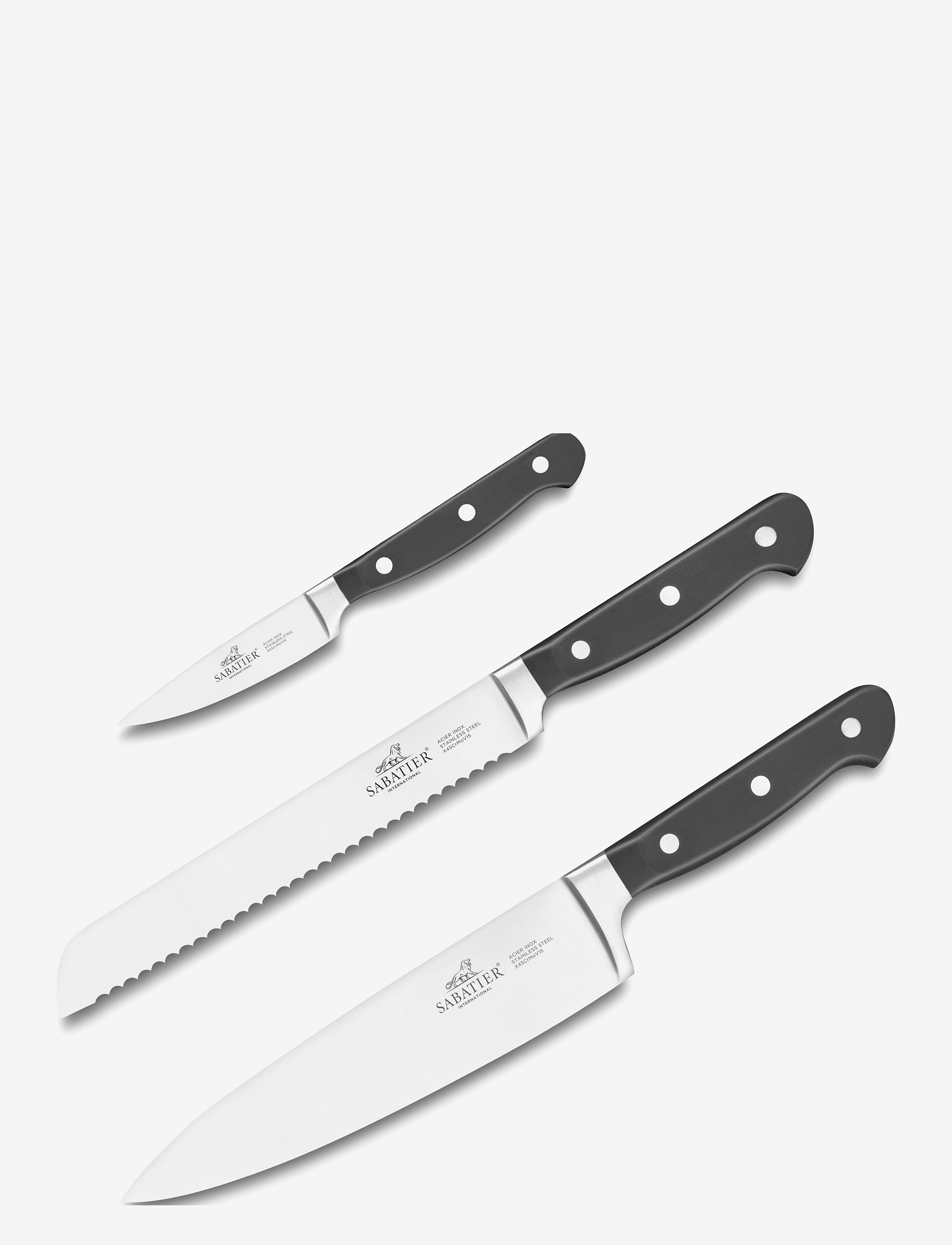 Lion Sabatier - Knife set Pluton 3-pack - peilių rinkiniai - steel/black - 5