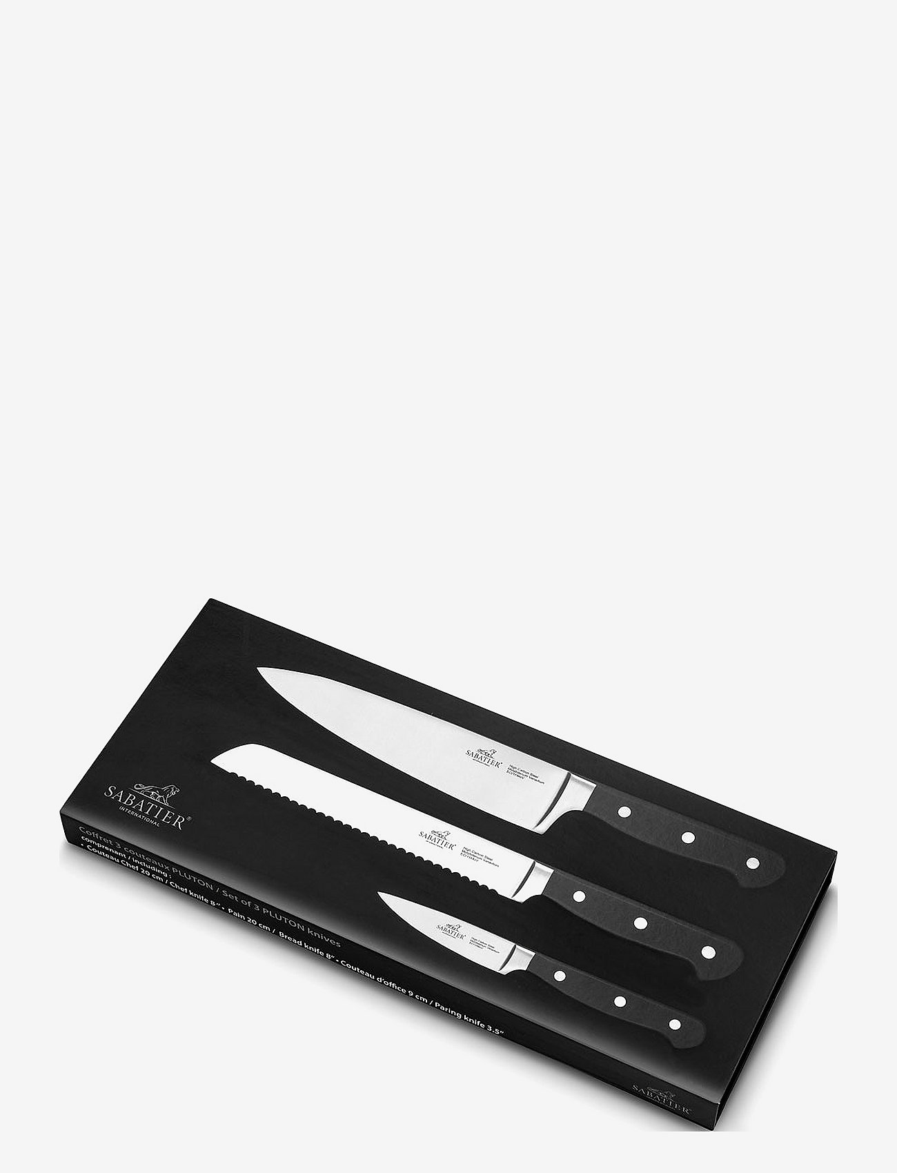 Lion Sabatier - Knife set Pluton 3-pack - peilių rinkiniai - steel/black - 1