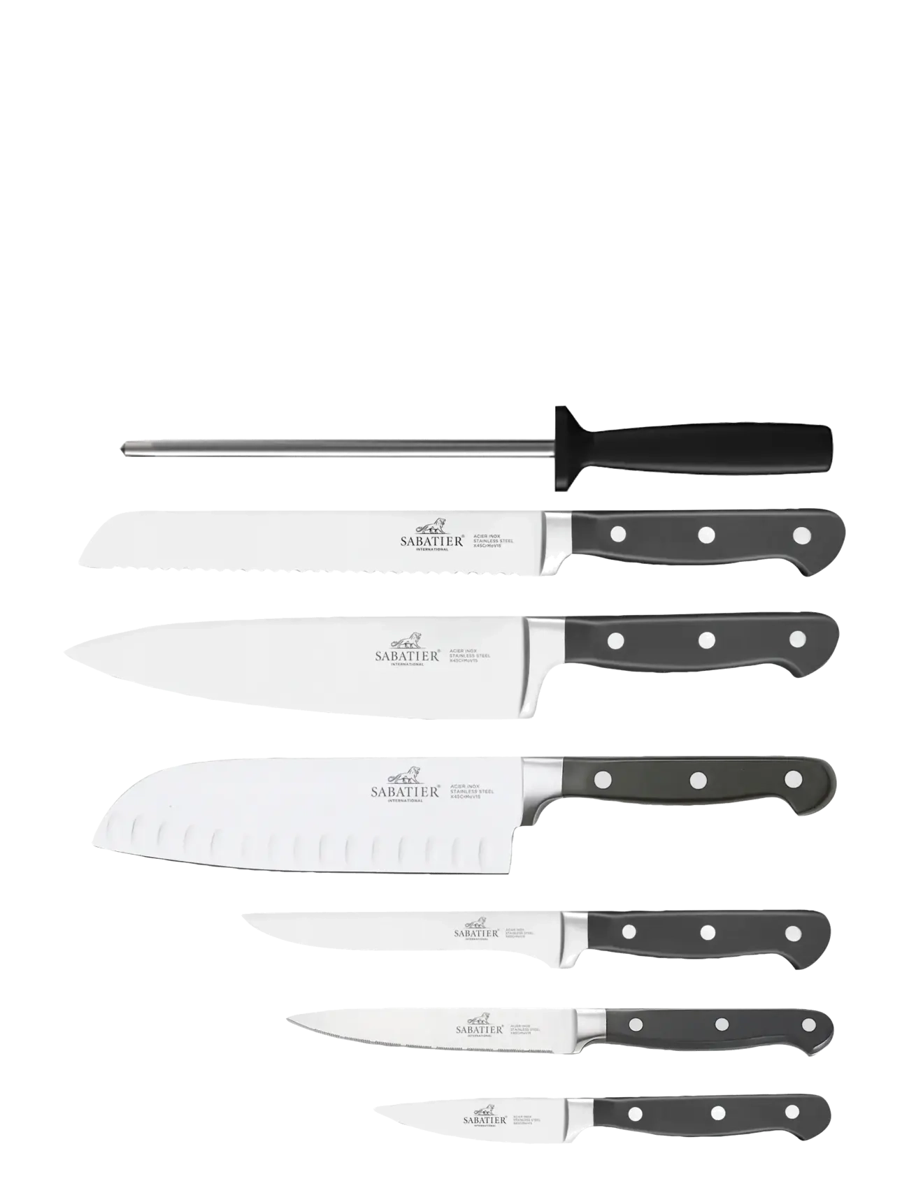 Lion Sabatier Knife set Pluton 7-pack - Kööginoad ja nugade aksessuaarid - STEEL/BLACK / silver