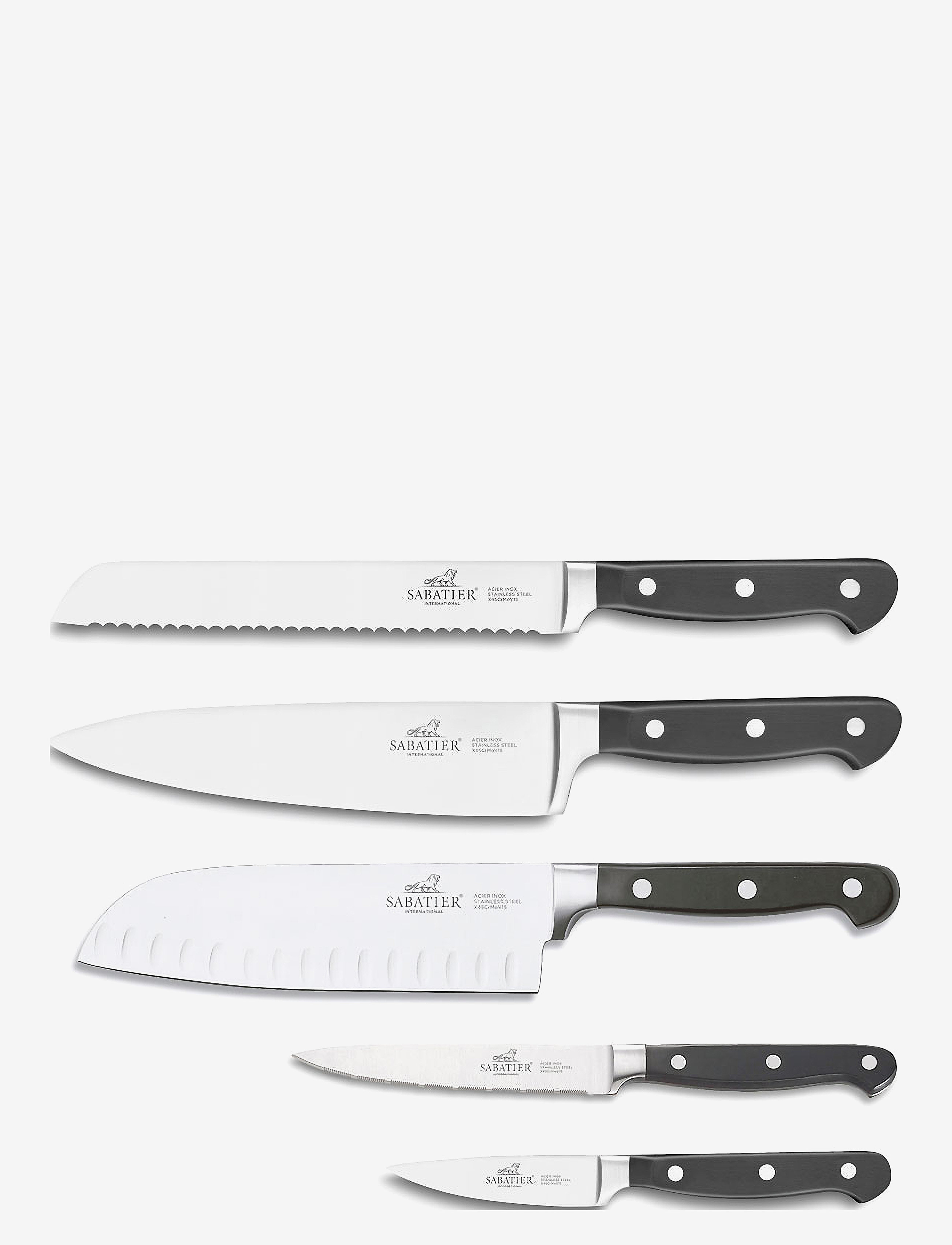 Knife set Pluton 5-pack - STEEL/BLACK