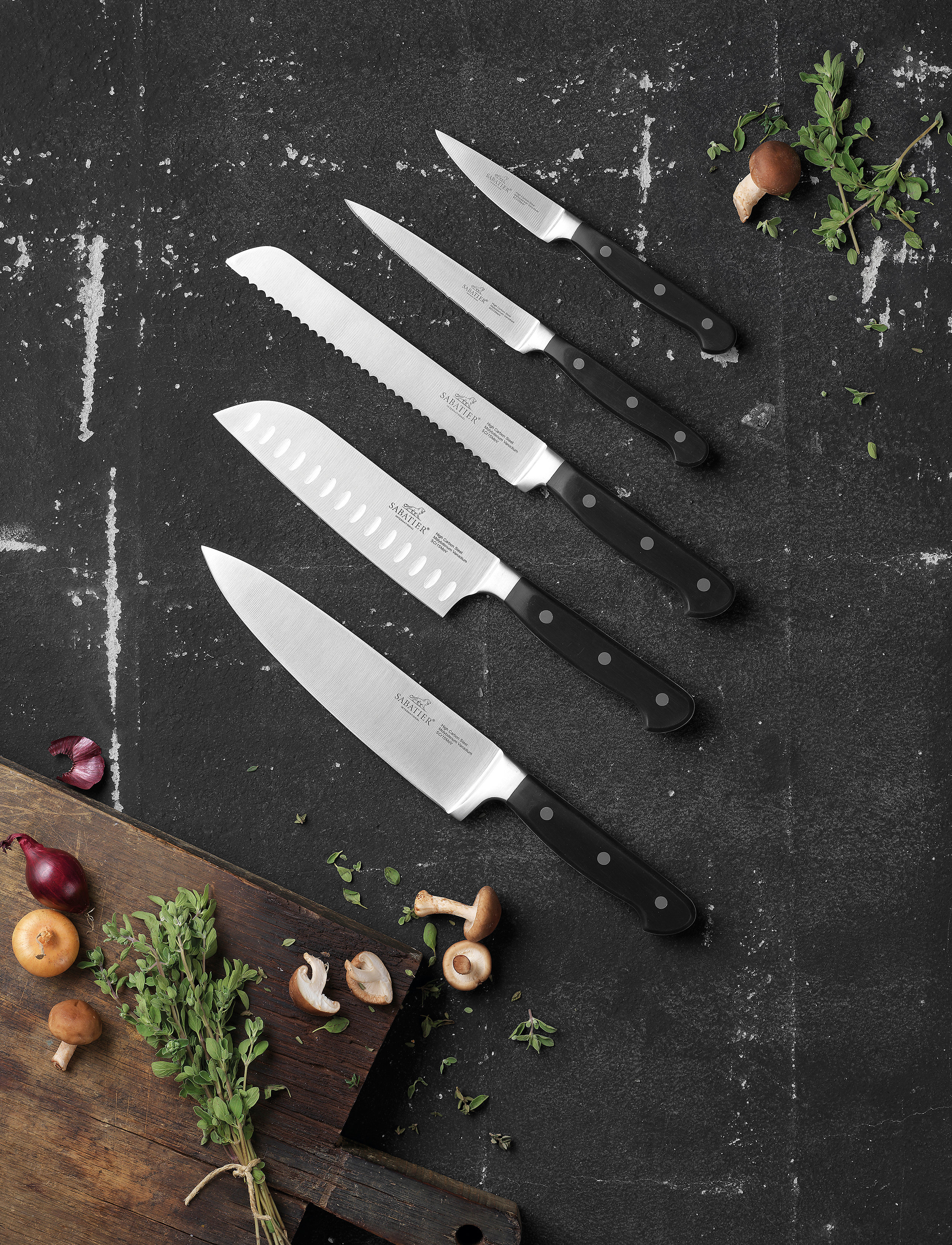 Lion Sabatier Knivsæt Pluton, 5 Dele, Stål/Sort, One Size, Knives & Accessories, Silber - Knife Sets, Homeware