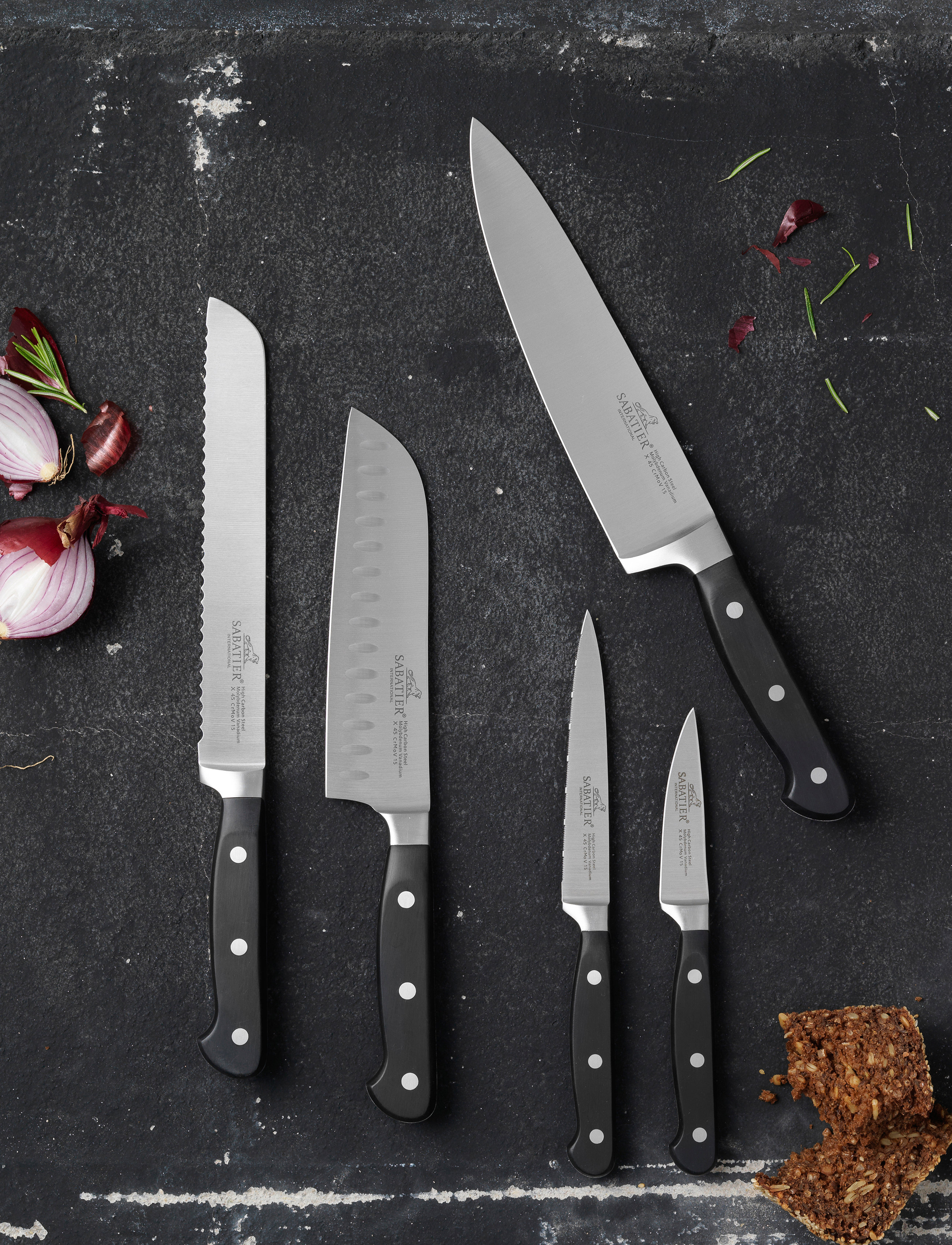 Lion Sabatier - Knife set Pluton 5-pack - knivsæt - steel/black - 5