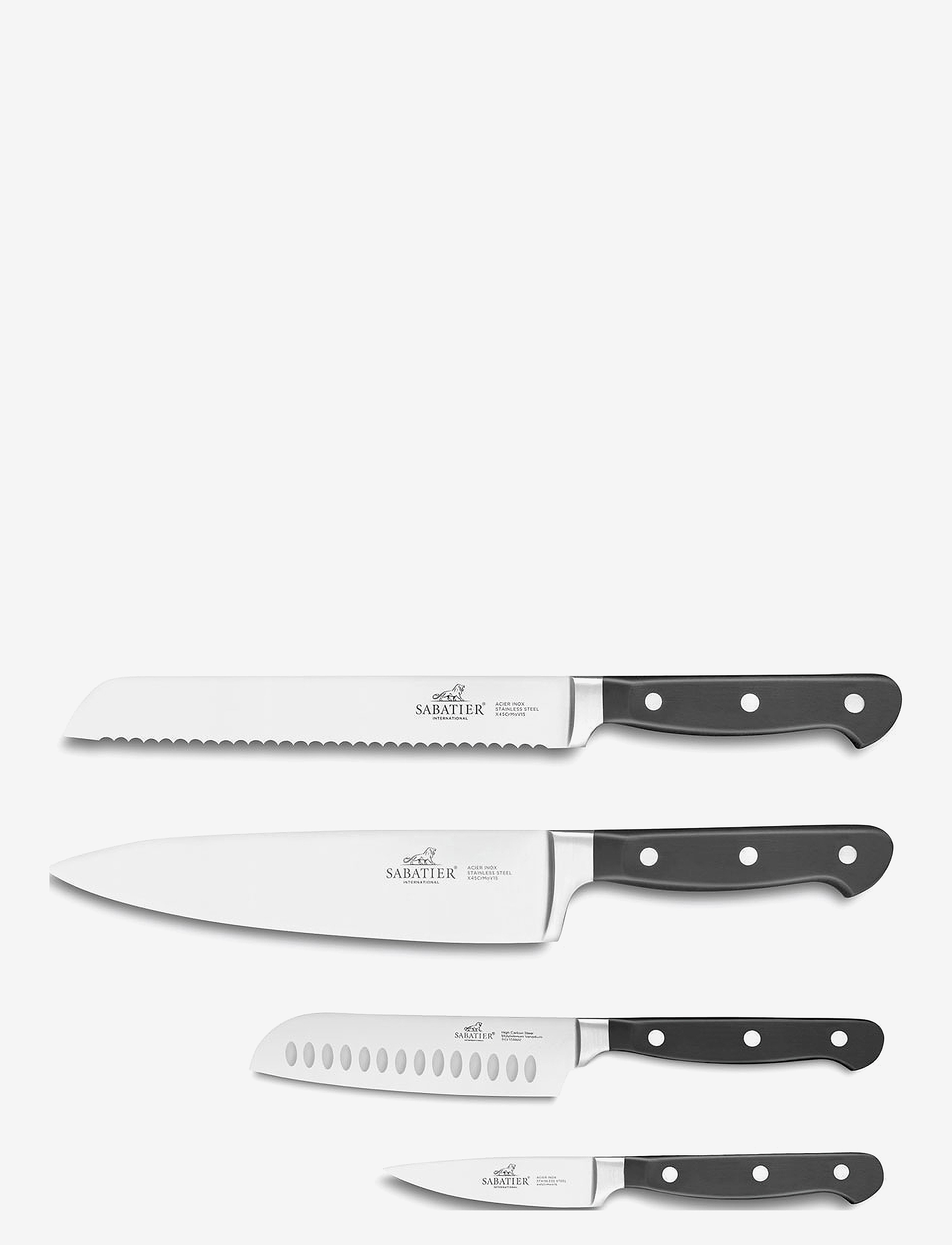 Lion Sabatier Knivsæt Pluton, 4 Dele, Stål/Sort, Knife Sæt, Sølv, Str: ONE SIZE