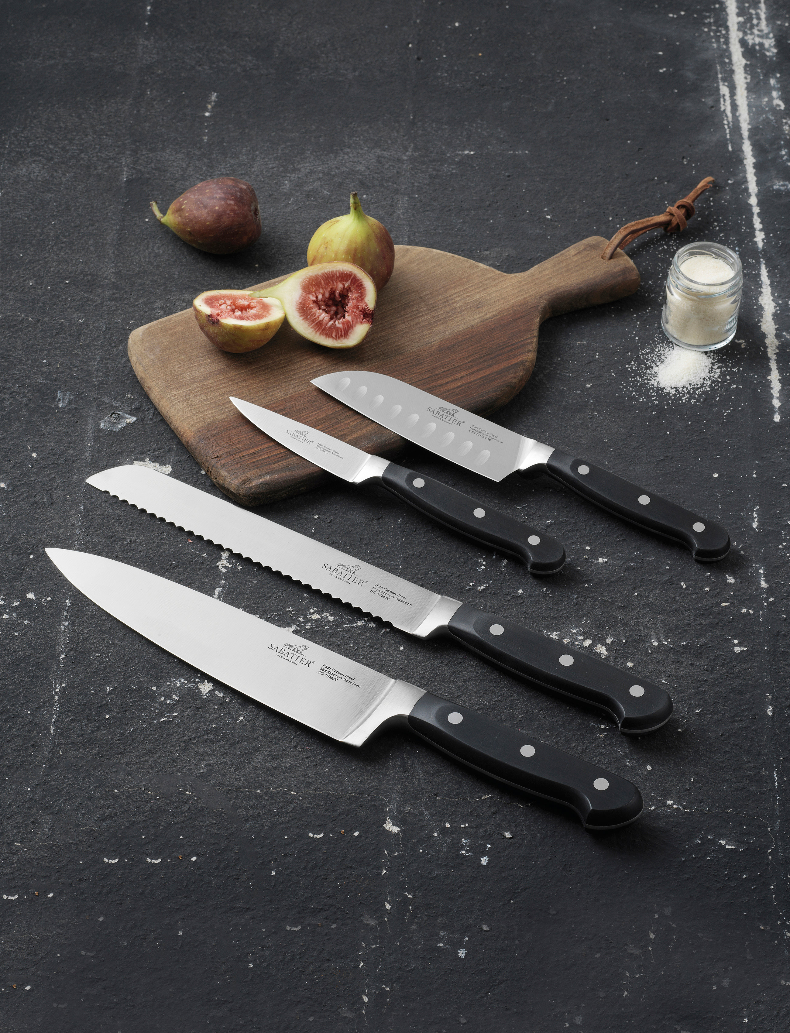 Lion Sabatier Knivsæt Pluton, 4 Dele, Stål/Sort, One Size, Silver, Knive Og Tilbehør > Knivsæt, Unisex