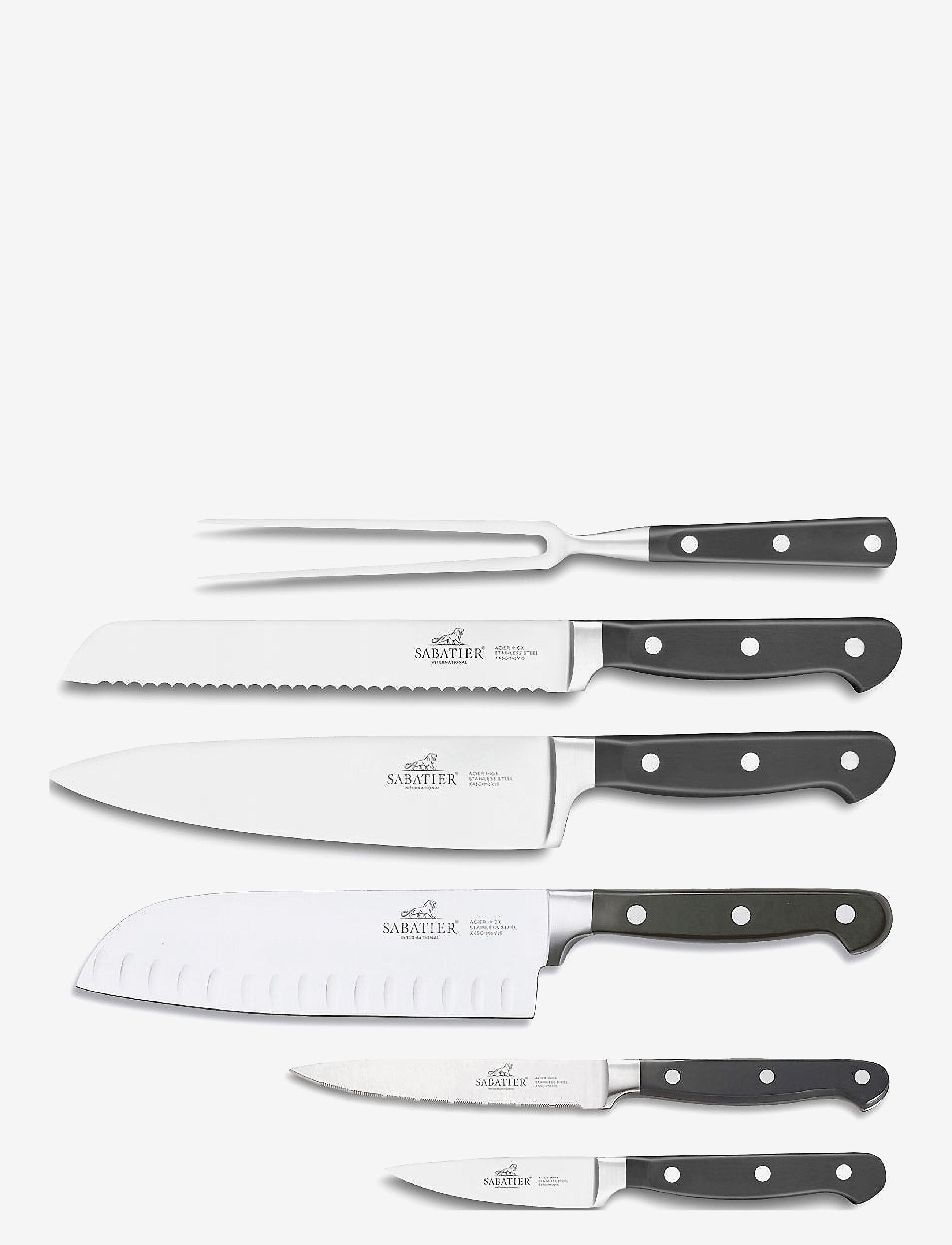 Lion Sabatier Knivset Pluton 6 delar Stål/Svart - Presenter - STEEL/BLACK / silver
