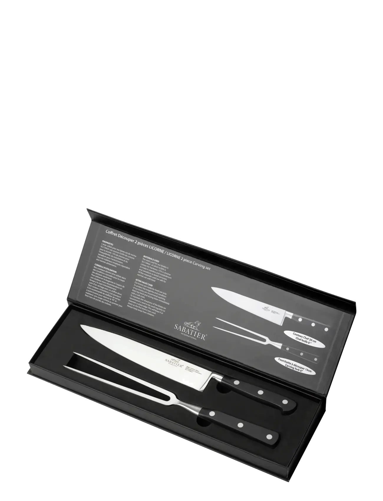 Lion Sabatier - carving set Licorne 2-pack - shop etter pris - steel/black - 1