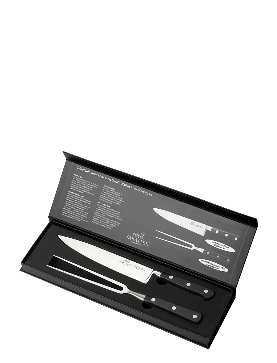 Lion Sabatier - carving set Licorne 2-pack - iepērcies pēc cenas - steel/black - 1