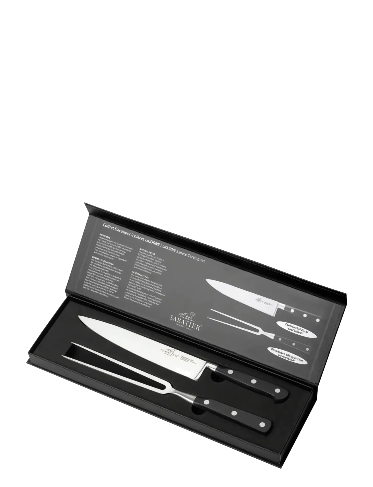 Lion Sabatier - carving set Licorne 2-pack - shop etter pris - steel/black - 2