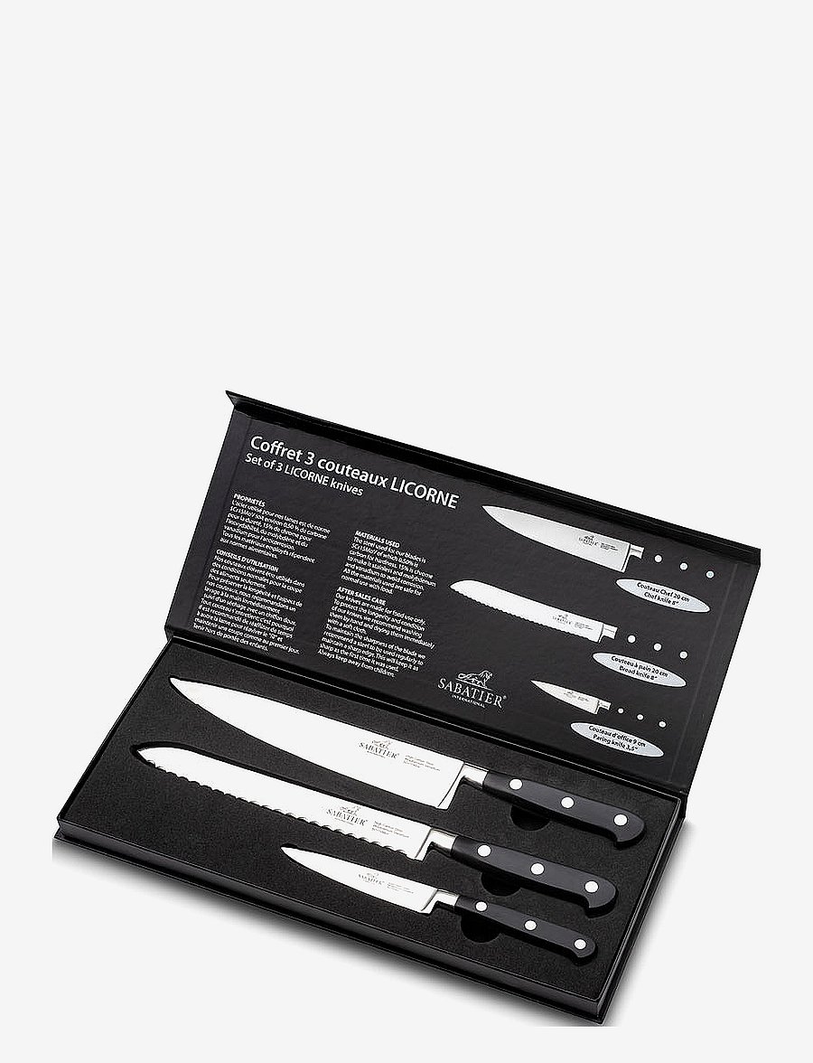 Lion Sabatier - Knife set Licorne 3-pack - noakomplektid - steel/black - 0