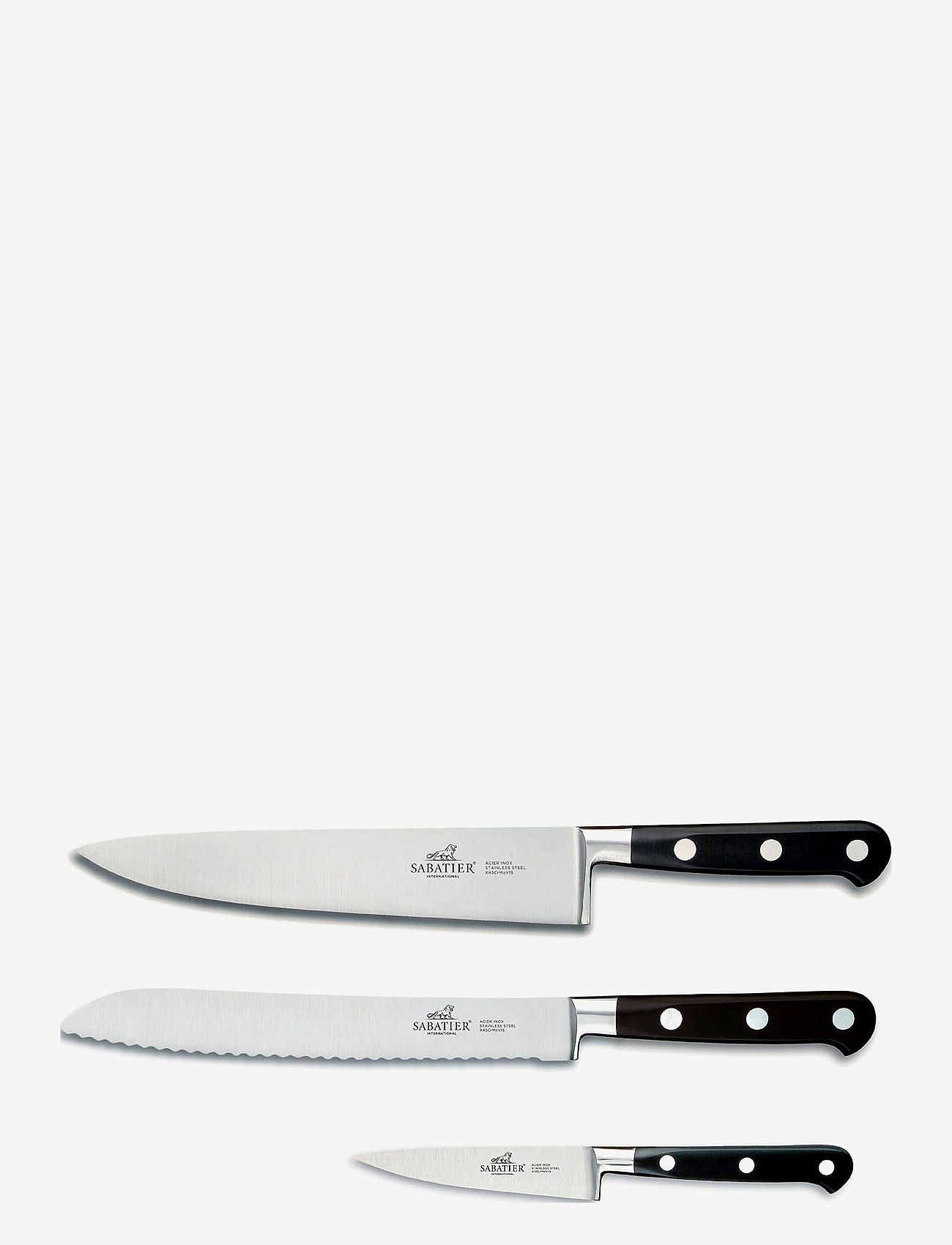 Lion Sabatier - Knife set Licorne 3-pack - nažu komplekti - steel/black - 1