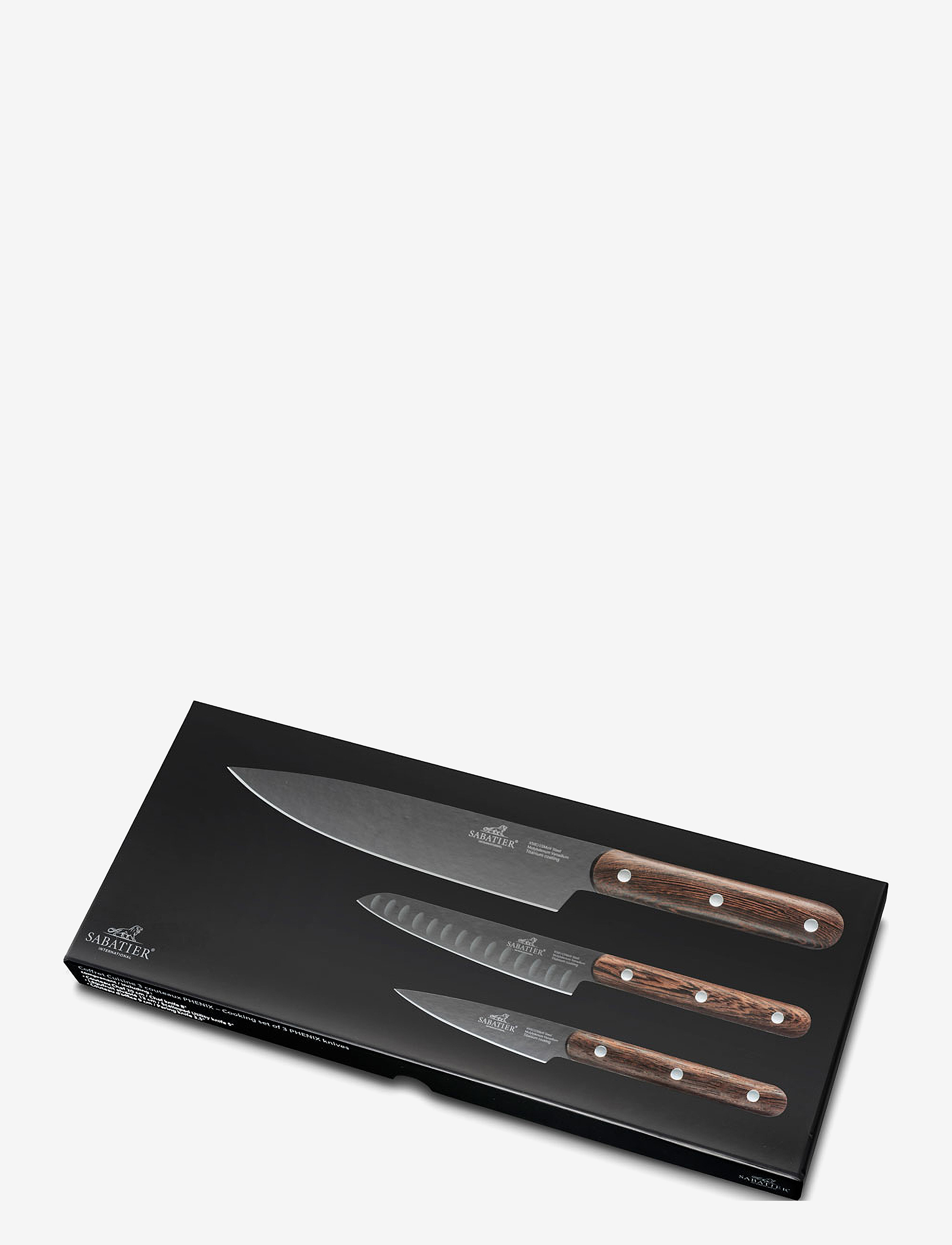 Lion Sabatier Knife set Phenix 3-pack - Pulmakingid - BLACK/WOOD / brown