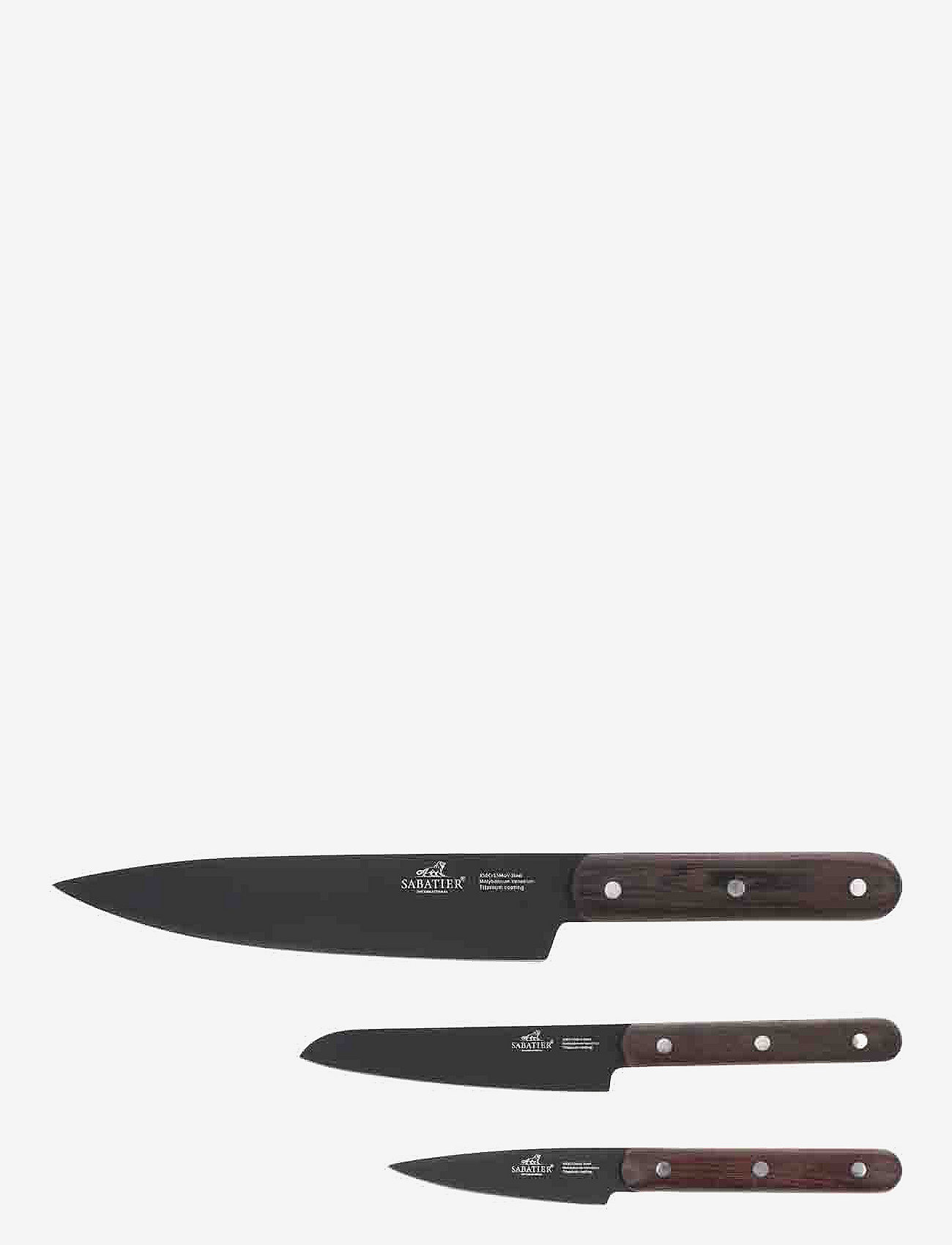 Lion Sabatier - Knife set Phenix 3-pack - knivsæt - black/wood - 1