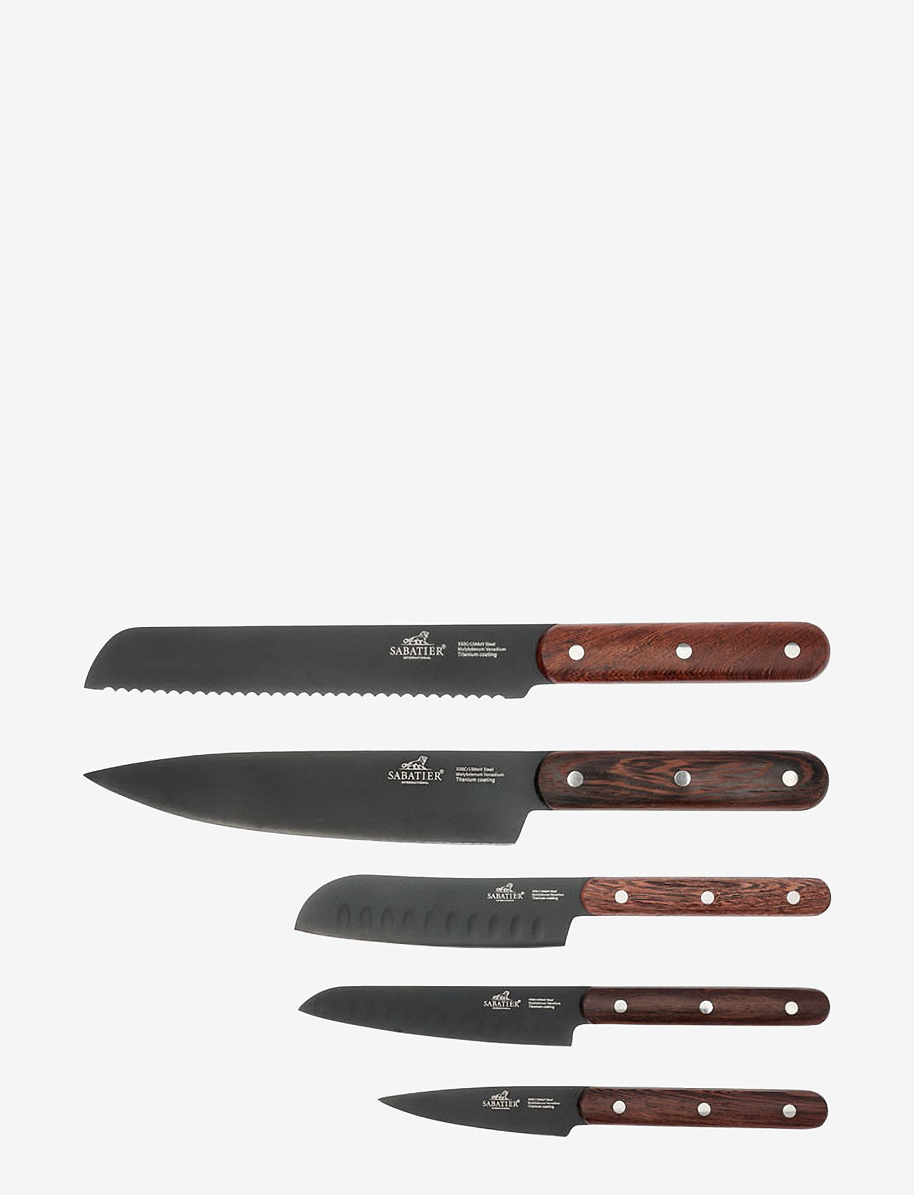 Lion Sabatier - Knife set Phenix 5-pack - knivsæt - black/wood - 0