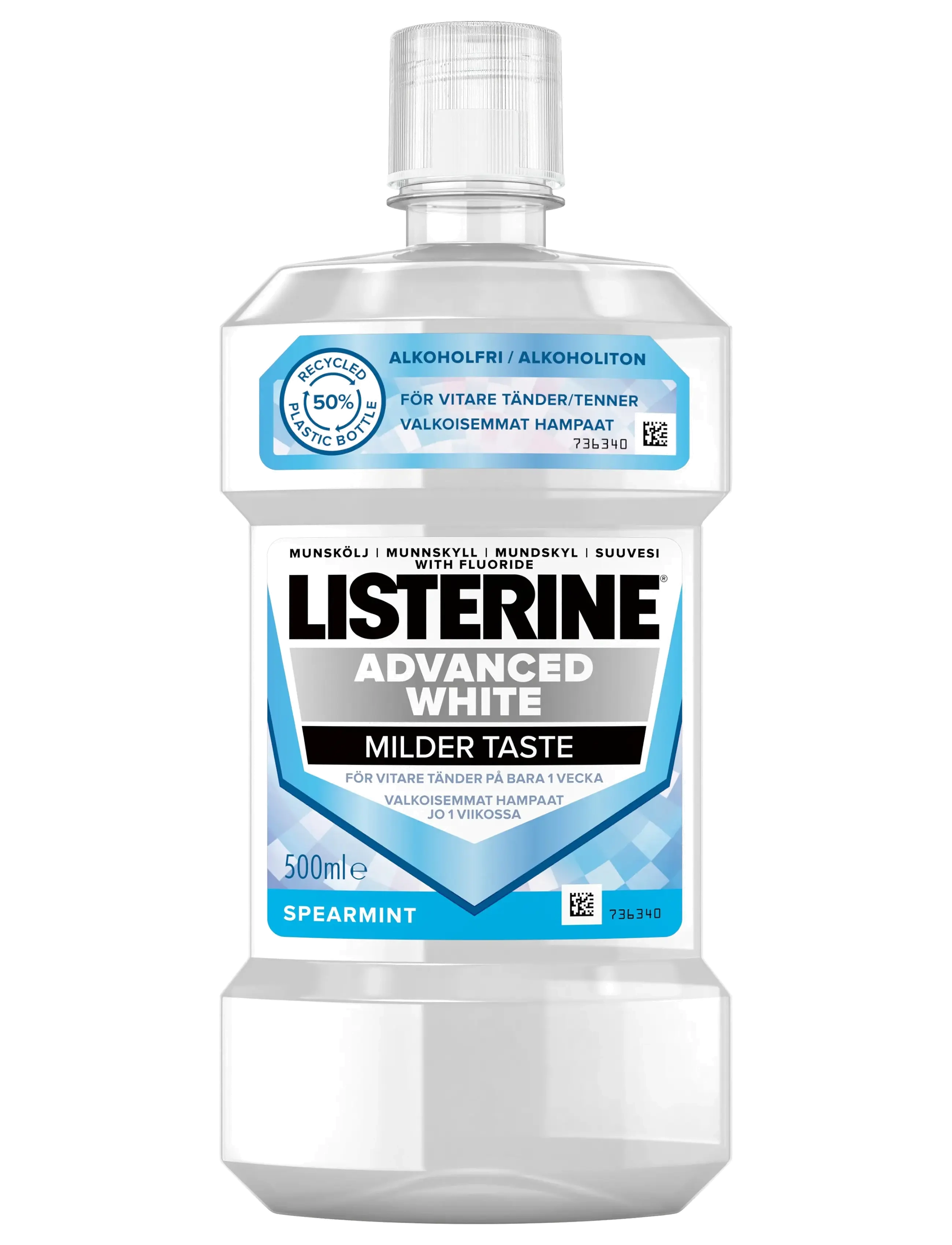Listerine LISTERINE Advanced White Milder Taste Munskölj, 500 ml - Ihonhoito - CLEAR / undefined