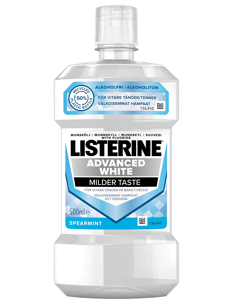 Listerine - LISTERINE Advanced White Milder Taste Munskölj, 500 ml - munnskol - clear - 0